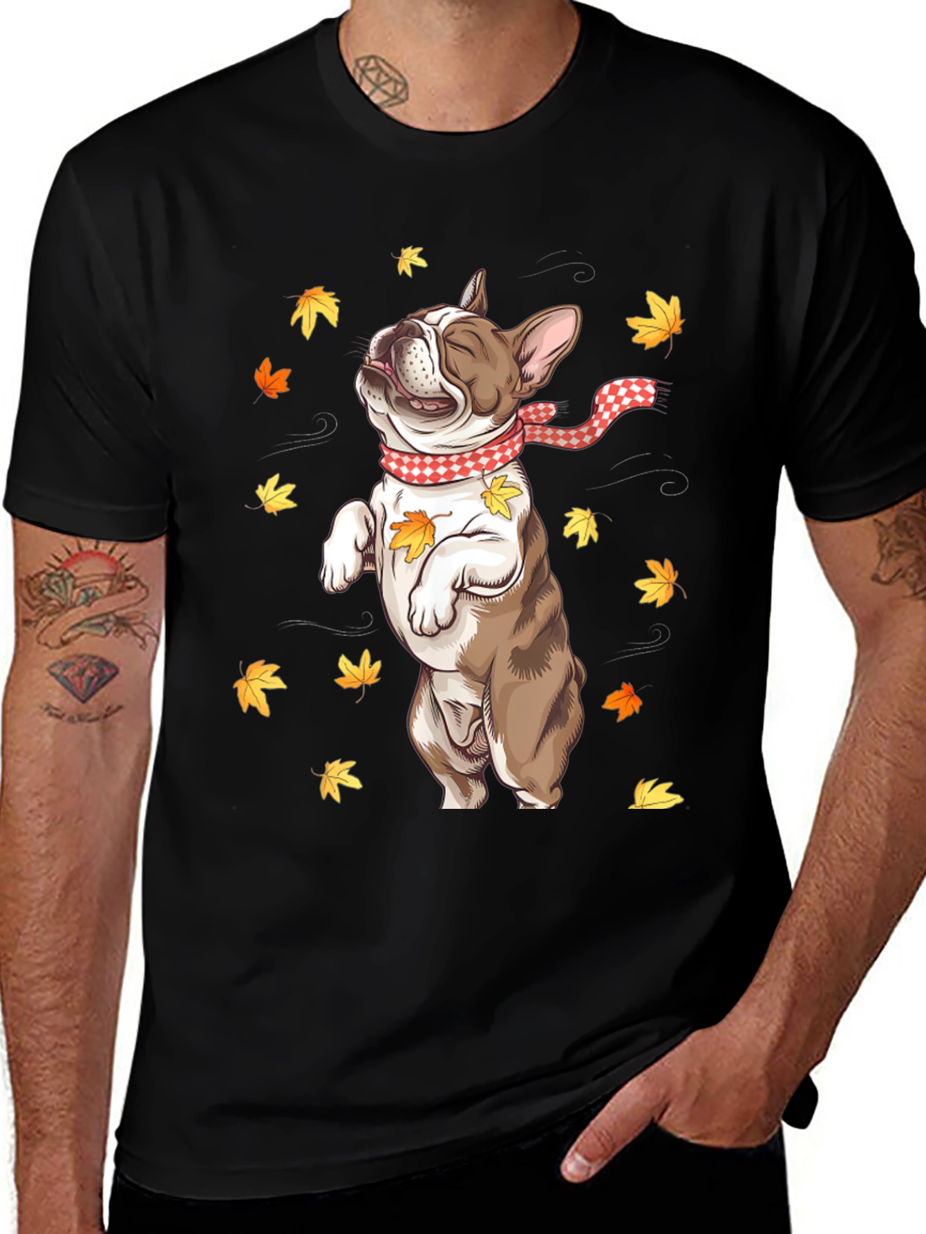 Fall French Bulldog Graphic Tee
