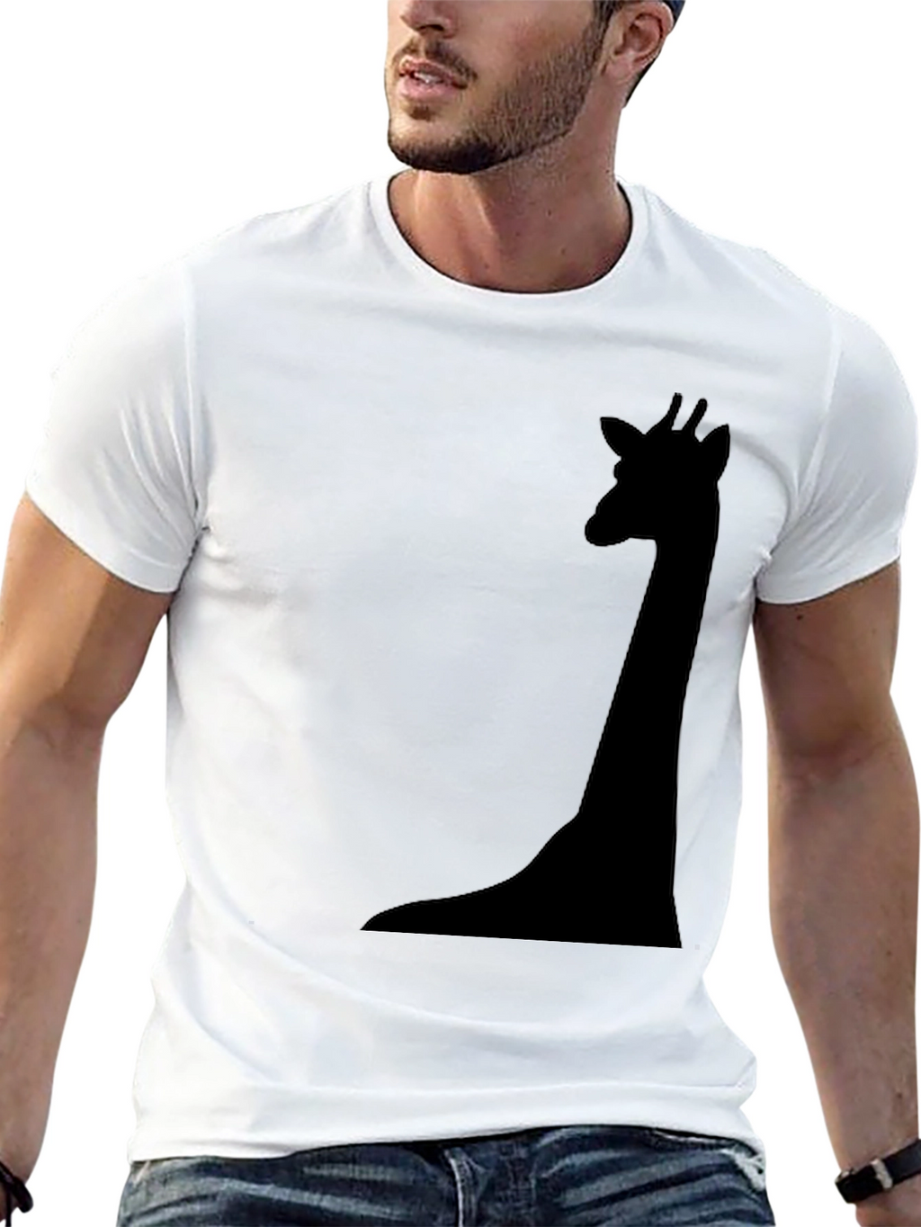 Mens Black Giraffe Silhouette T-Shirt