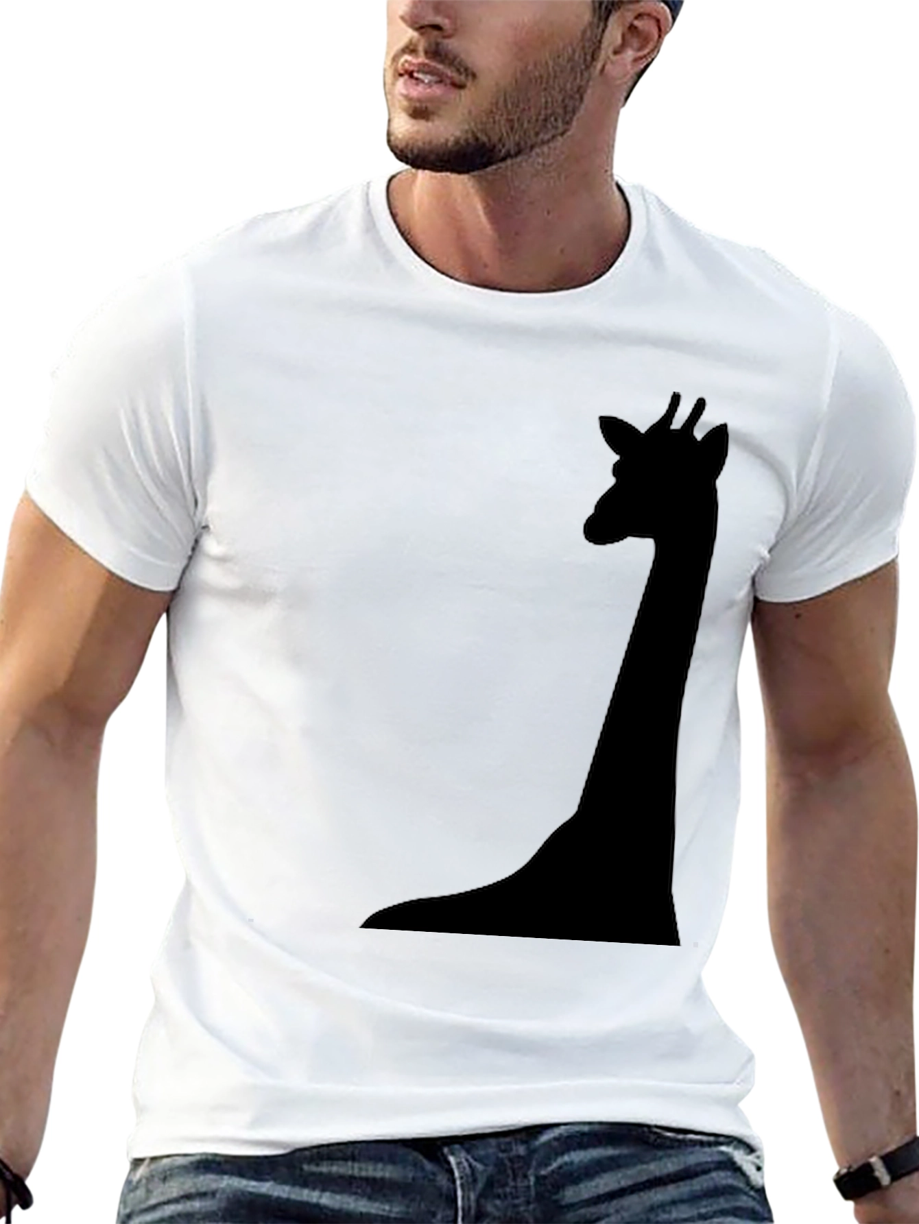 Mens Black Giraffe Silhouette T-Shirt
