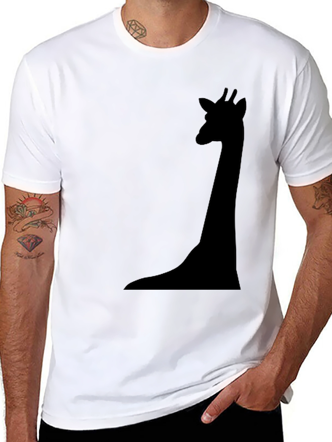 Mens Black Giraffe Silhouette T-Shirt