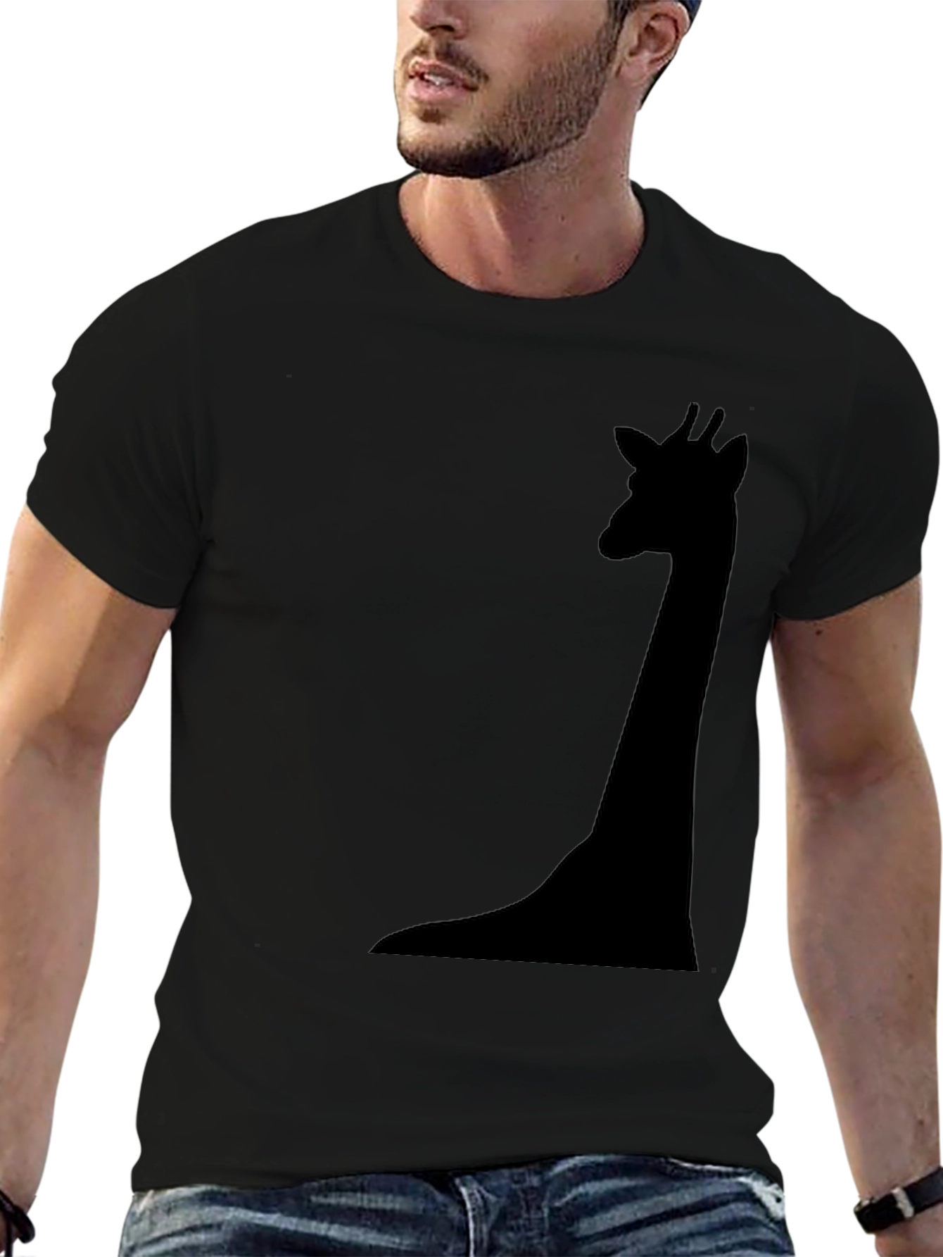 Mens Black Giraffe Silhouette T-Shirt