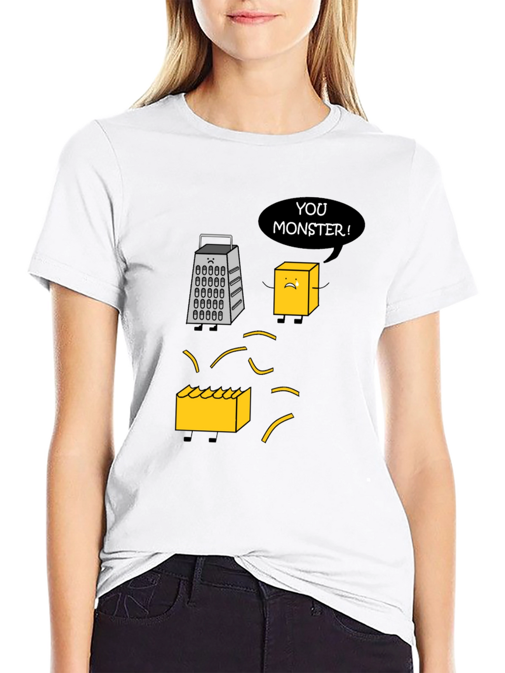 Funny Cheese Grater T-Shirt: You Monster! Novelty Tee