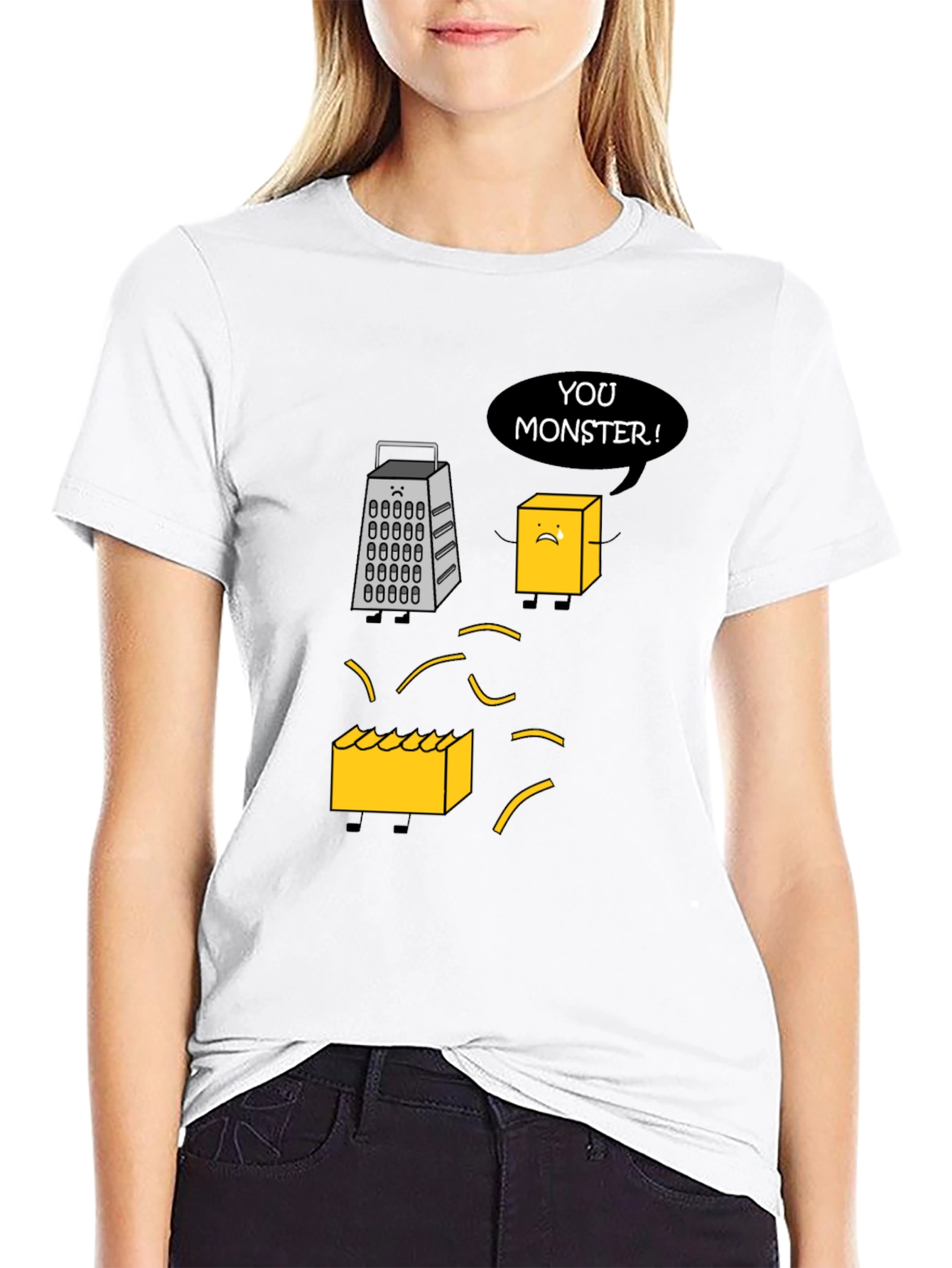 Funny Cheese Grater T-Shirt: You Monster! Novelty Tee