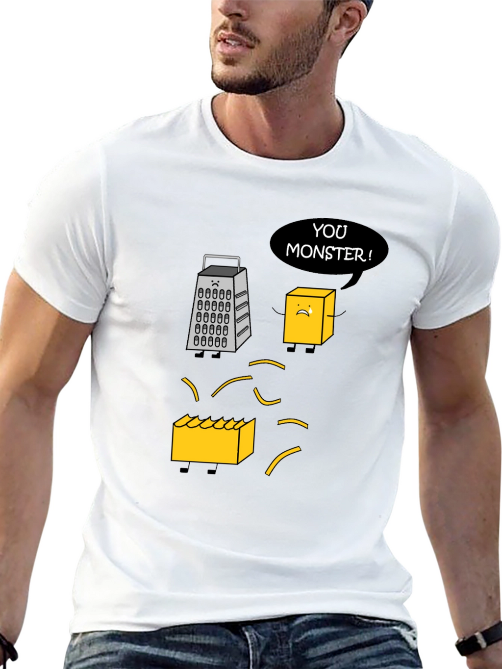 Funny Cheese Grater T-Shirt: You Monster! Novelty Tee