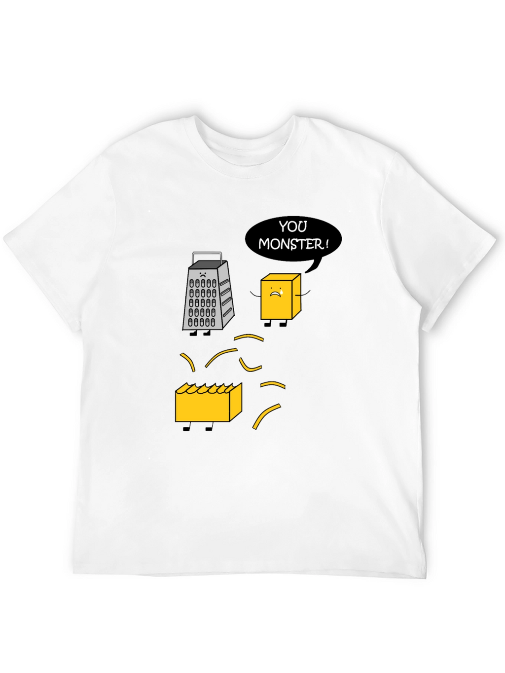 Funny Cheese Grater T-Shirt: You Monster! Novelty Tee