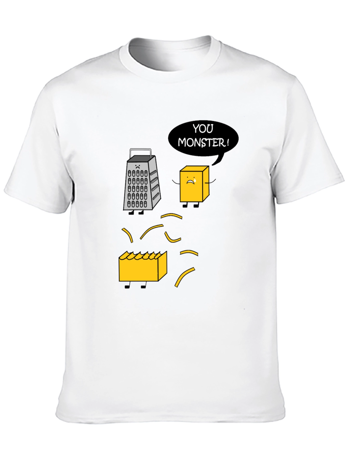 Funny Cheese Grater T-Shirt: You Monster! Novelty Tee