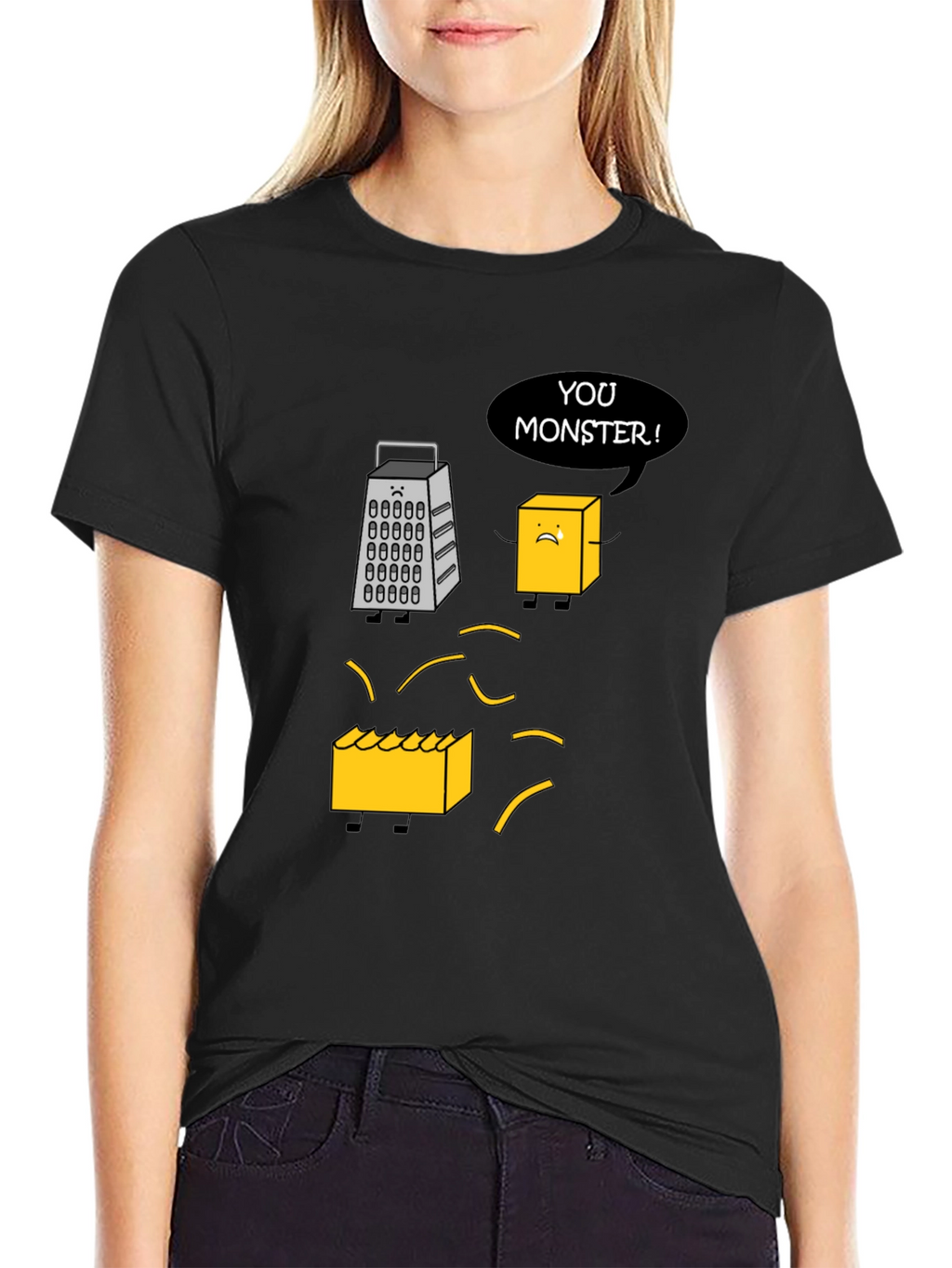 Funny Cheese Grater T-Shirt: You Monster! Novelty Tee