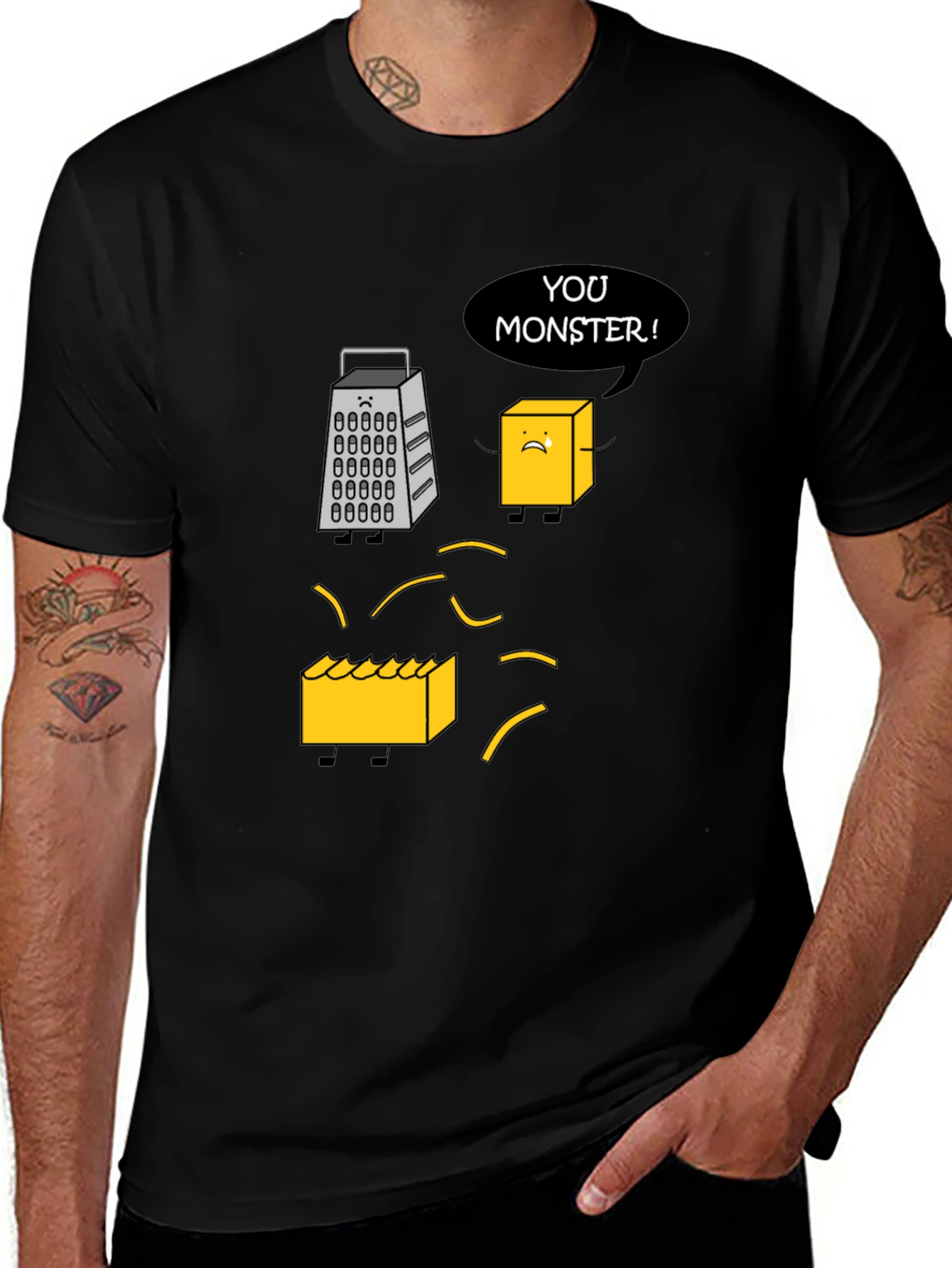 Funny Cheese Grater T-Shirt: You Monster! Novelty Tee