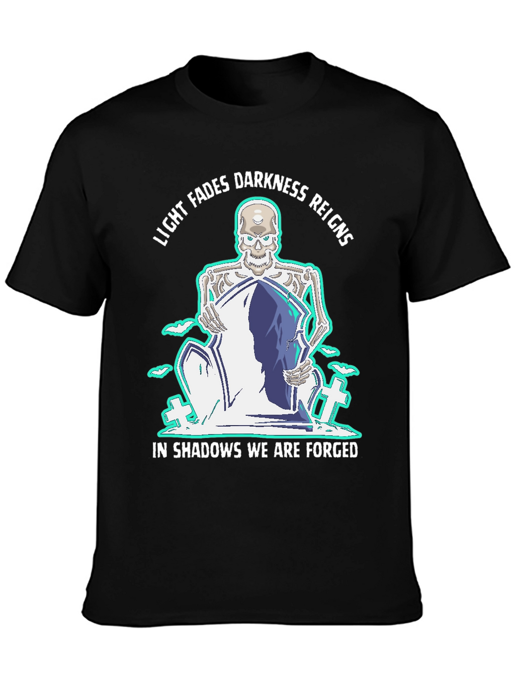 Light Fades Darkness Reigns Skeleton Graphic Tee