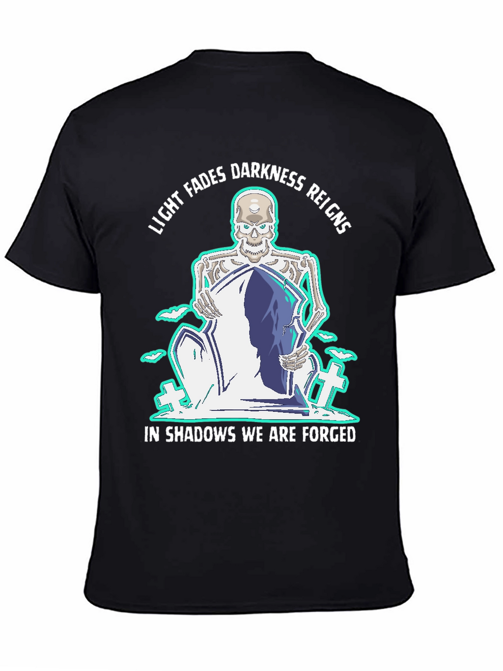Light Fades Darkness Reigns Skeleton Graphic Tee