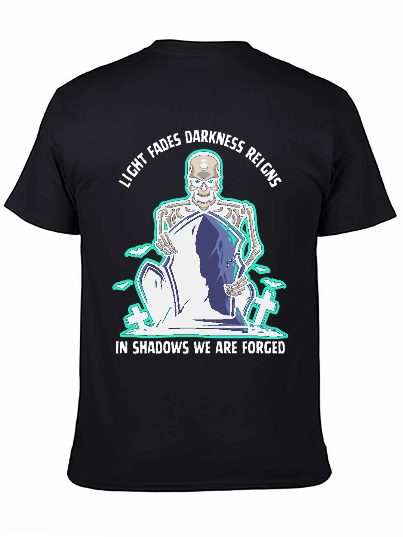 Light Fades Darkness Reigns Skeleton Graphic Tee
