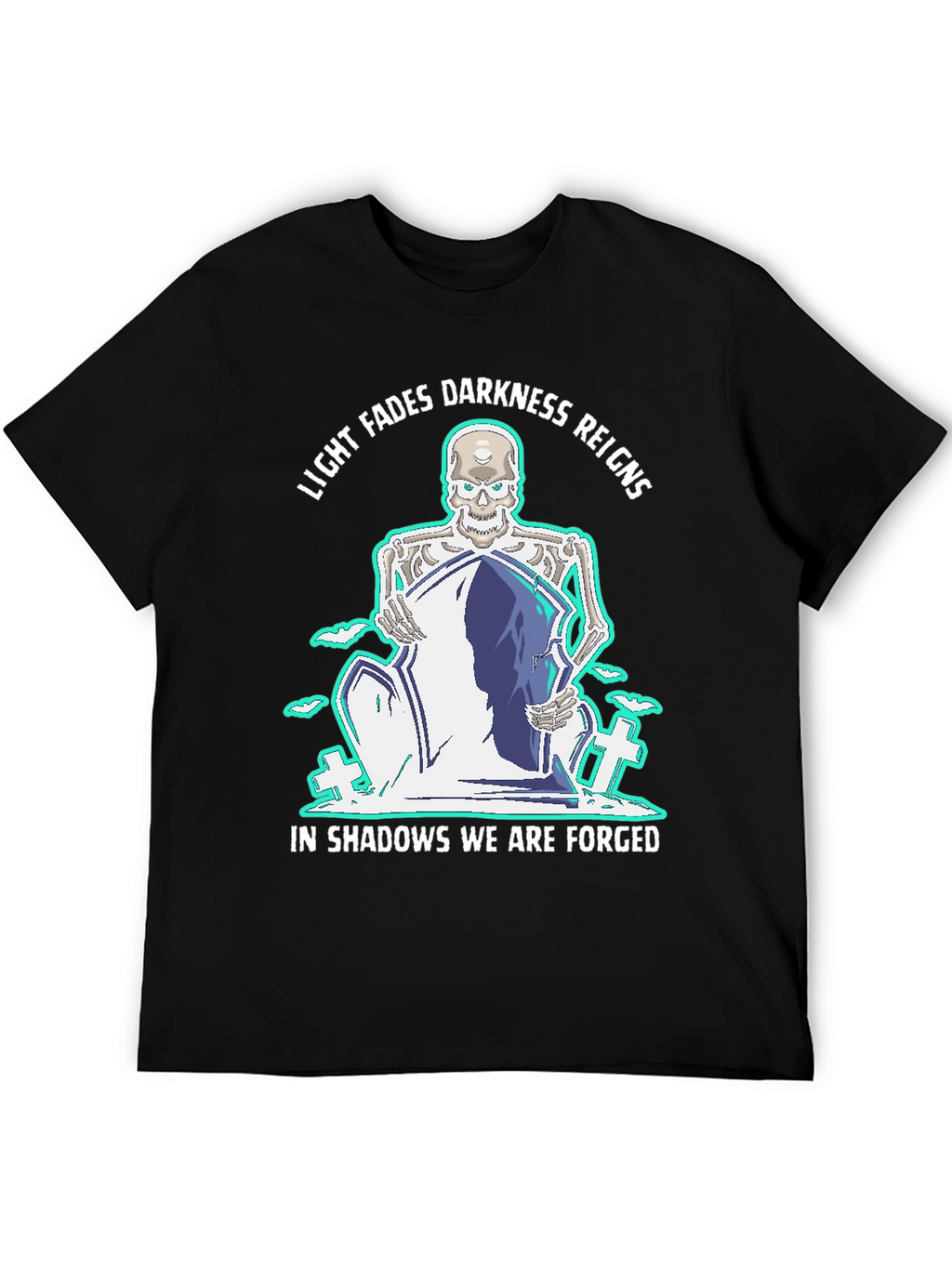 Light Fades Darkness Reigns Skeleton Graphic Tee