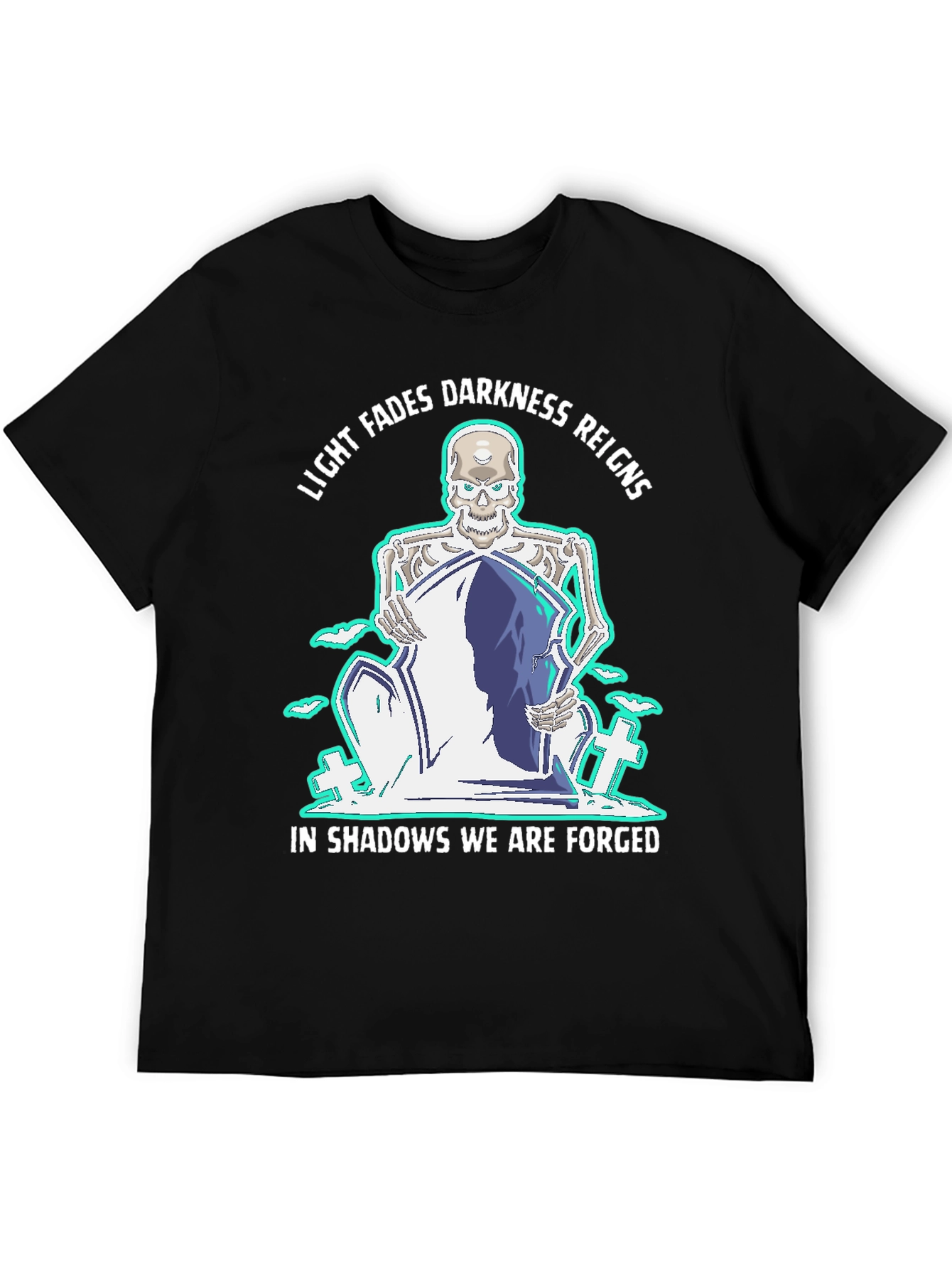 Light Fades Darkness Reigns Skeleton Graphic Tee