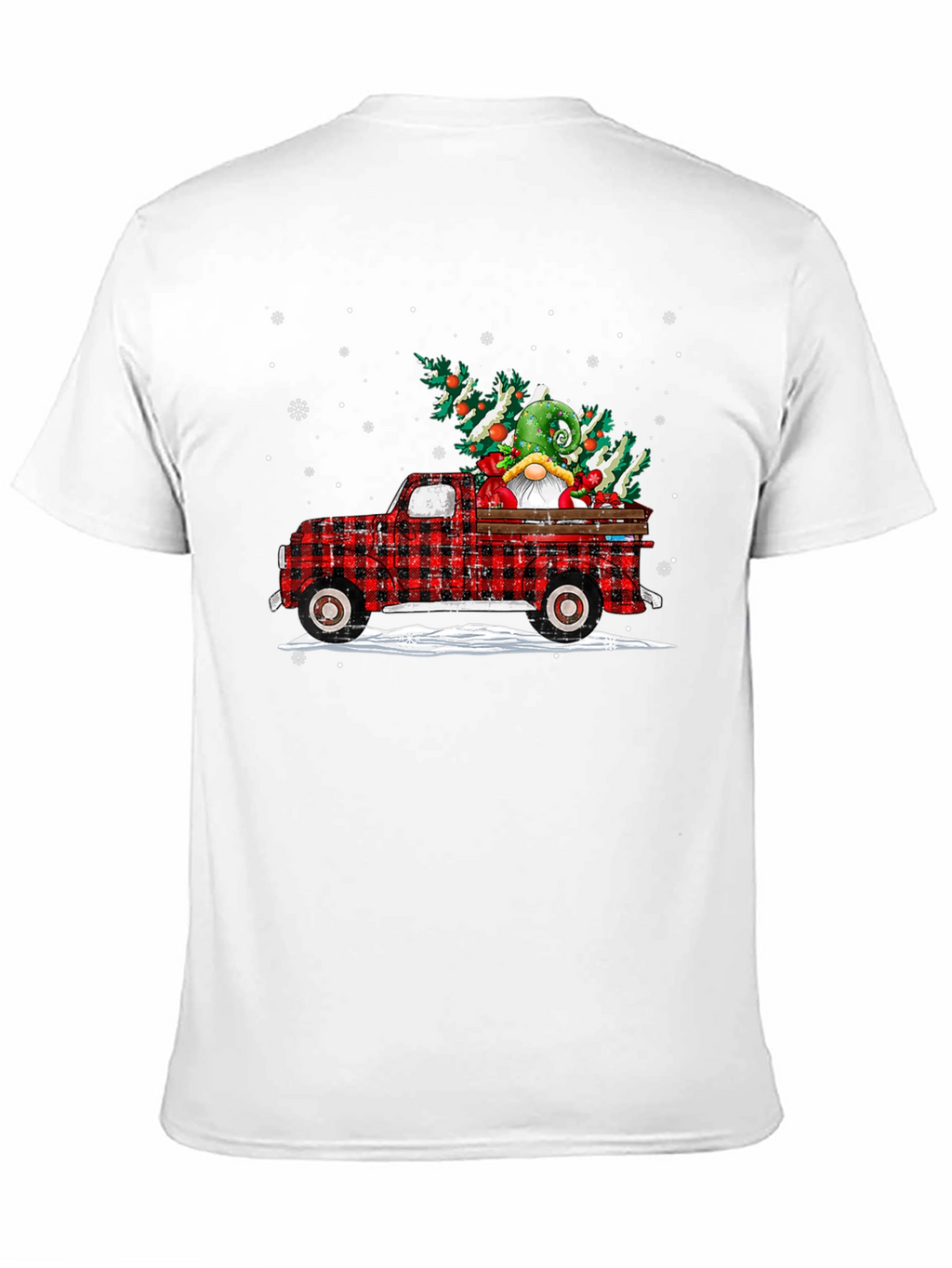 Festive Buffalo Plaid Truck Christmas Gnome T-Shirt