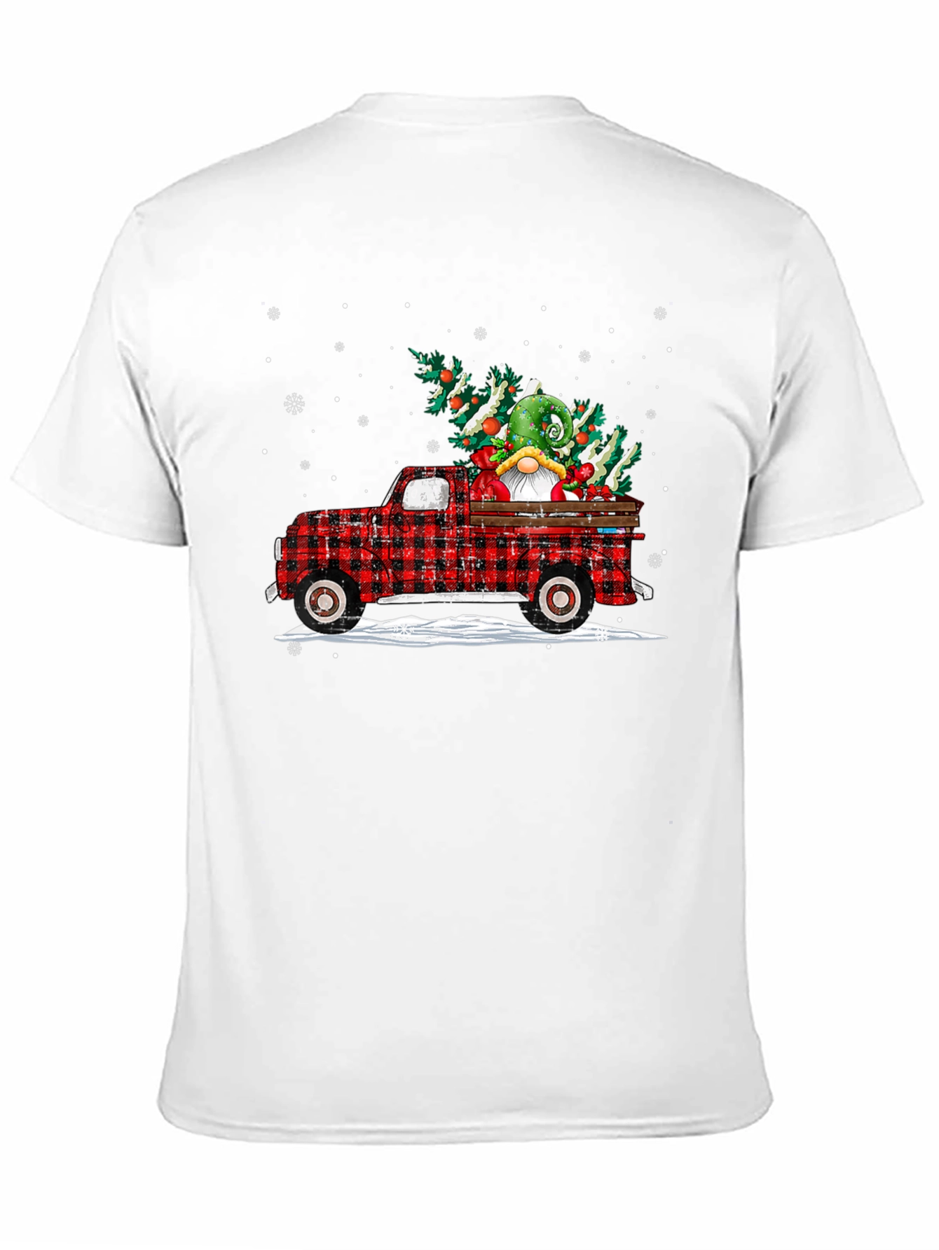 Festive Buffalo Plaid Truck Christmas Gnome T-Shirt