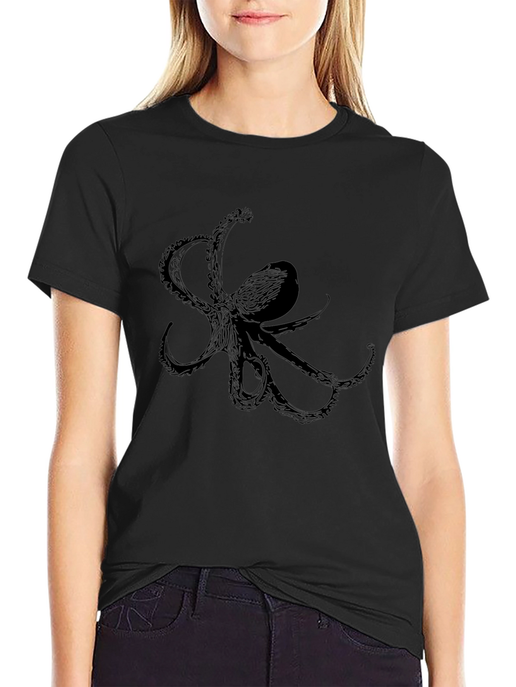 Black Octopus Graphic Tee - Mens Fashion