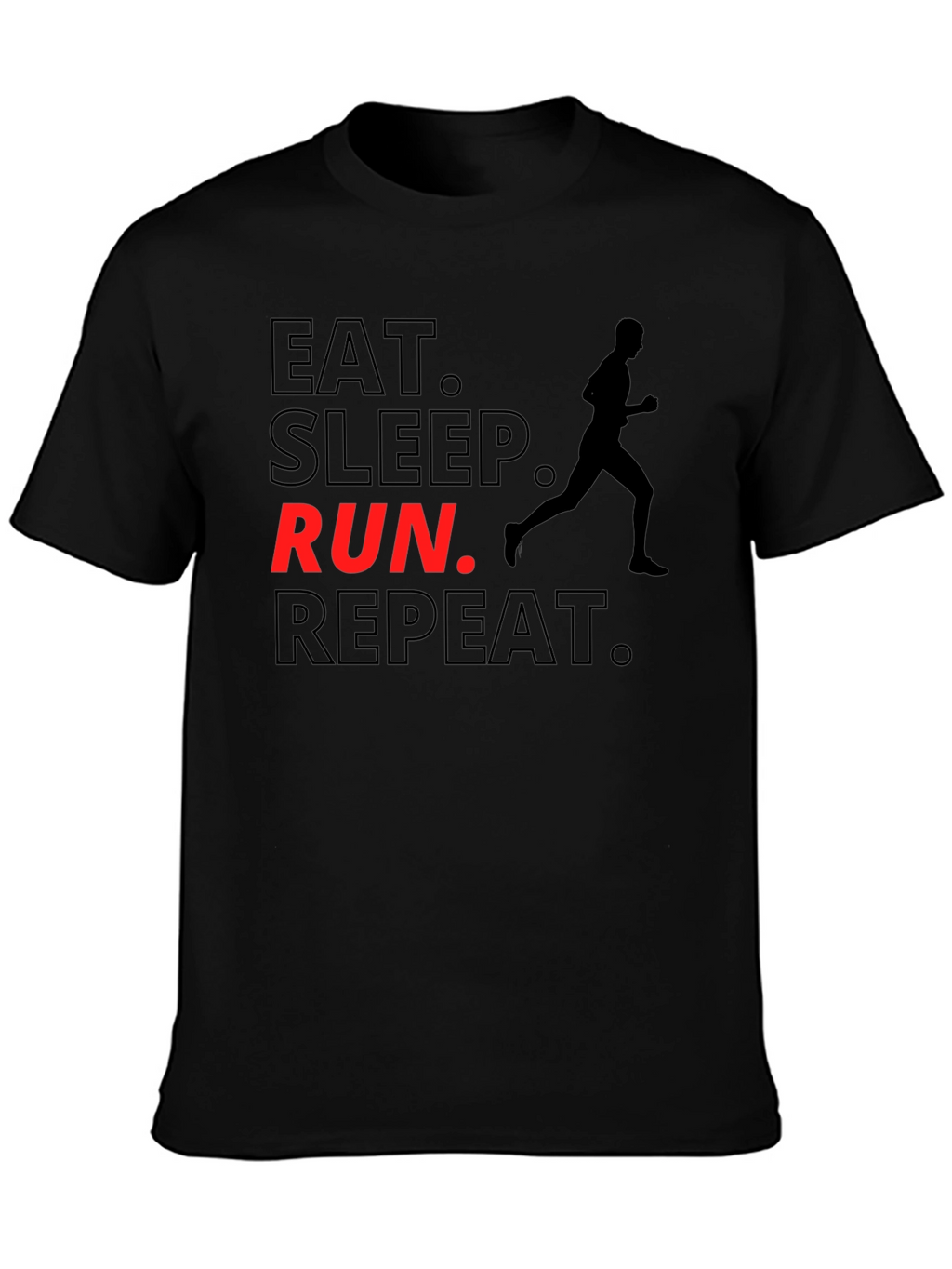 Eat Sleep Run Repeat Black Graphic T-Shirt