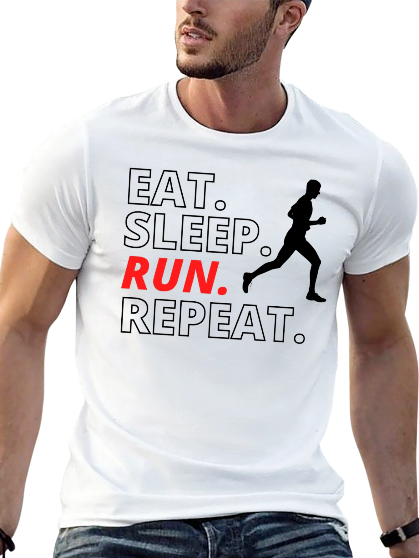 Eat Sleep Run Repeat Black Graphic T-Shirt