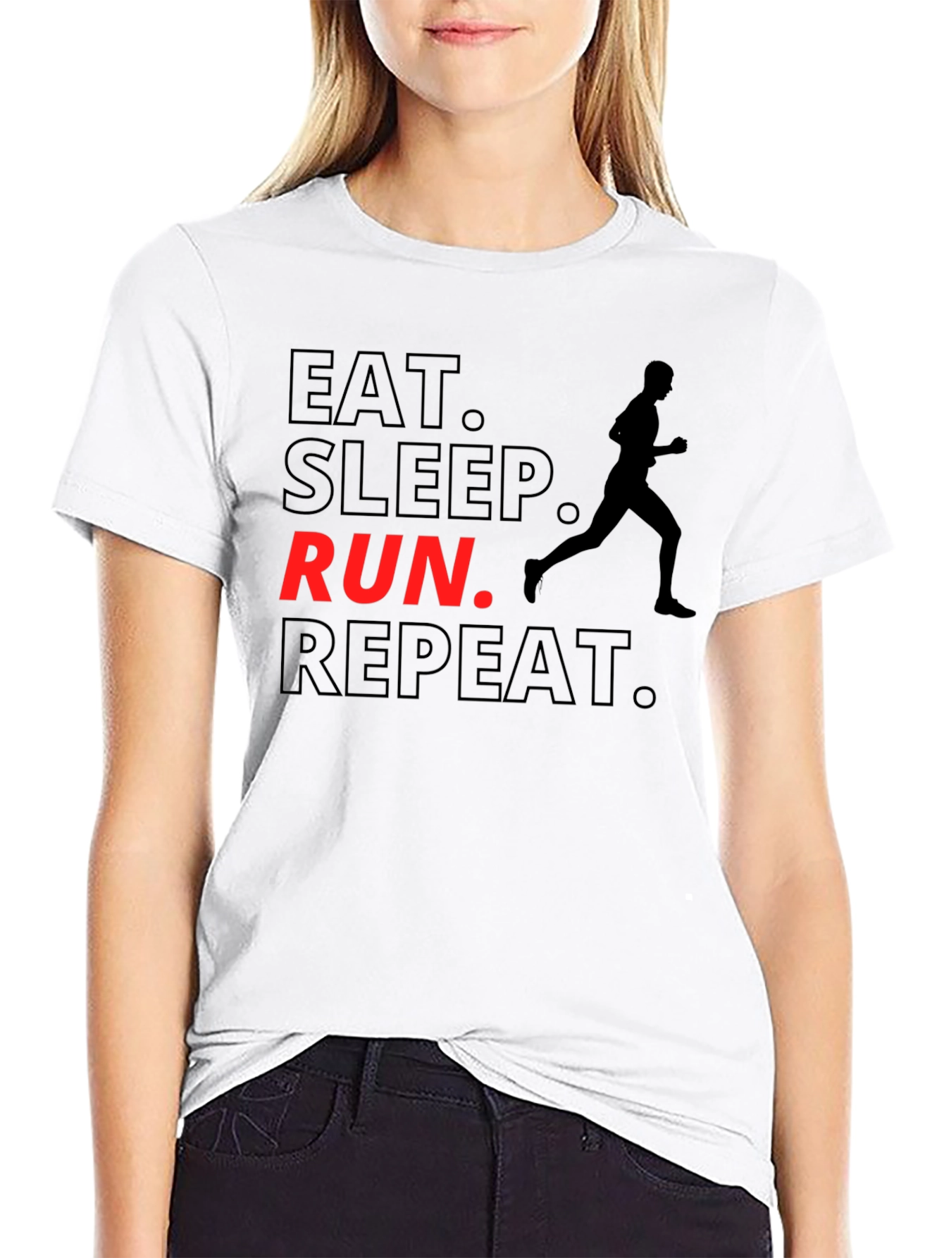 Eat Sleep Run Repeat Black Graphic T-Shirt