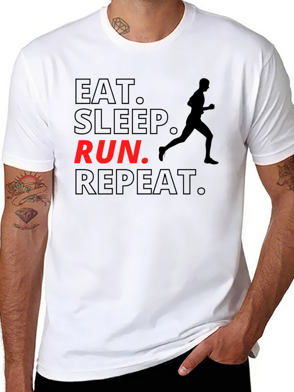 Eat Sleep Run Repeat Black Graphic T-Shirt