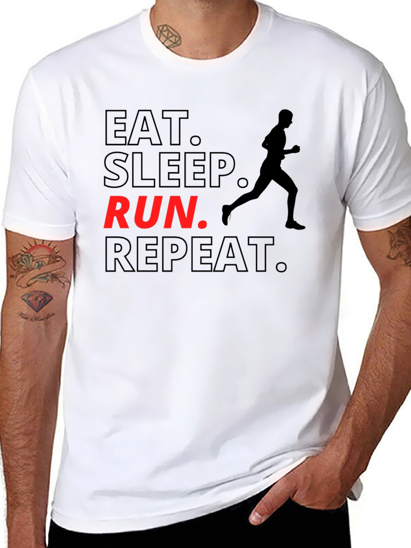 Eat Sleep Run Repeat Black Graphic T-Shirt