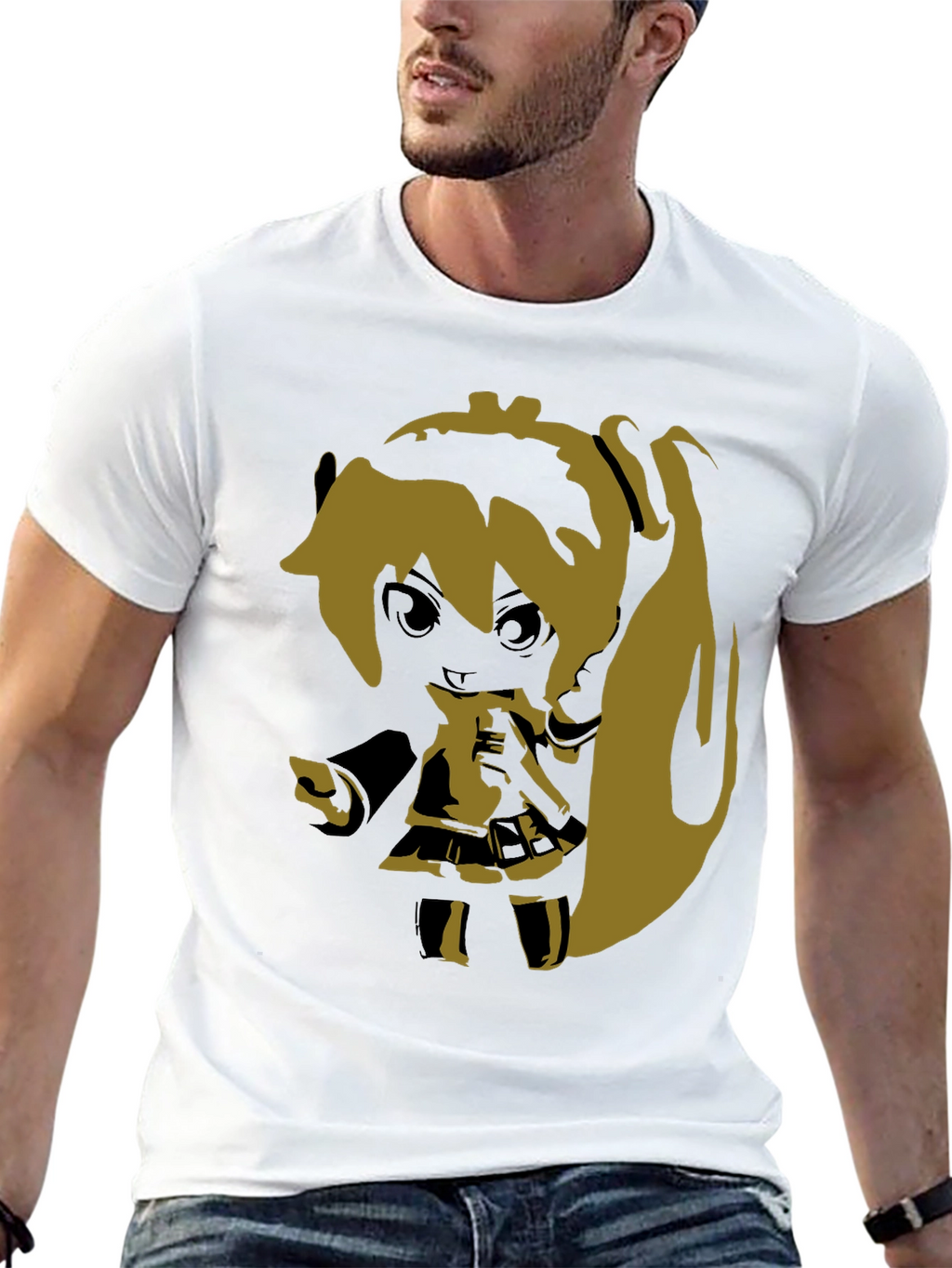 Anime Girl Graphic Print Black T-Shirt