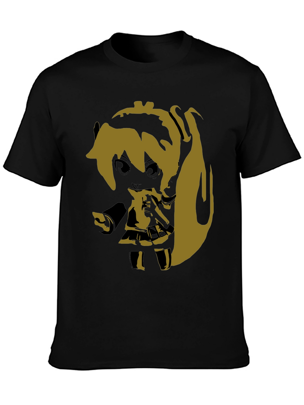 Anime Girl Graphic Print Black T-Shirt