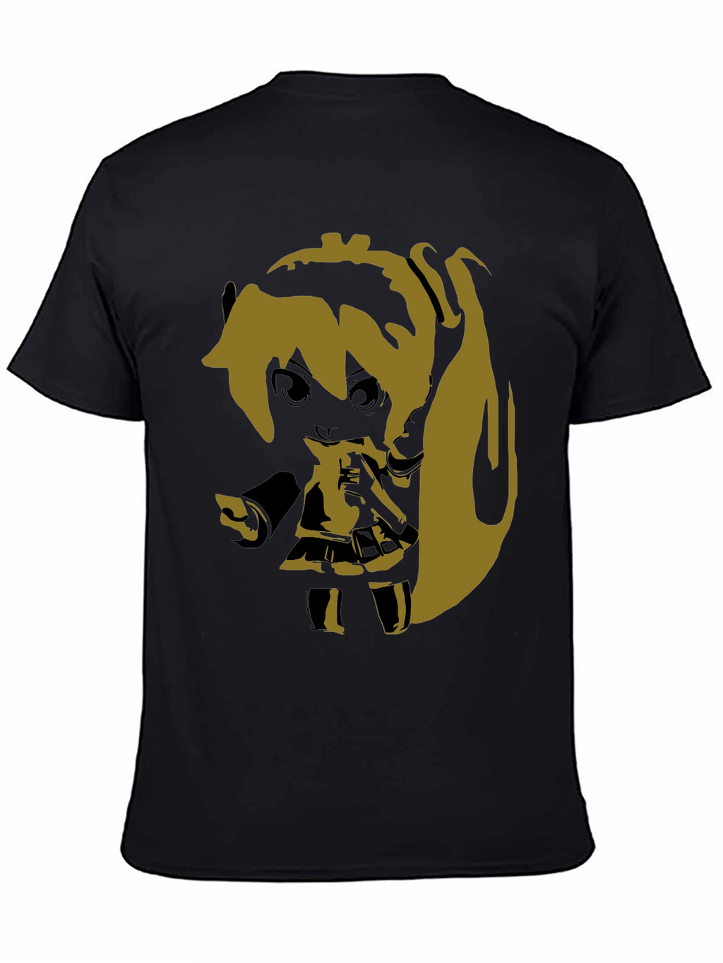 Anime Girl Graphic Print Black T-Shirt