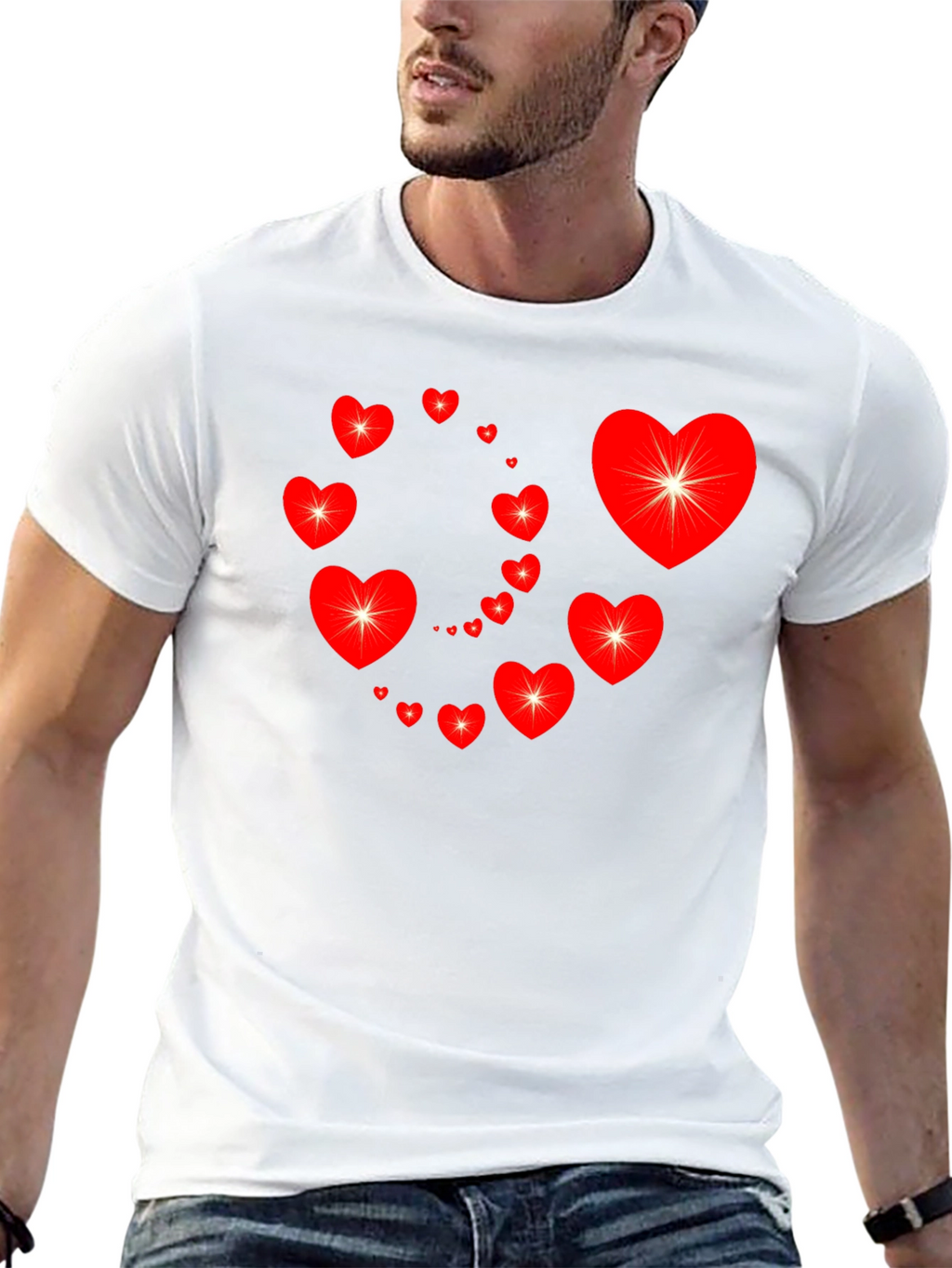 Heart Swirl Graphic Tee - Black Cotton Casual Shirt