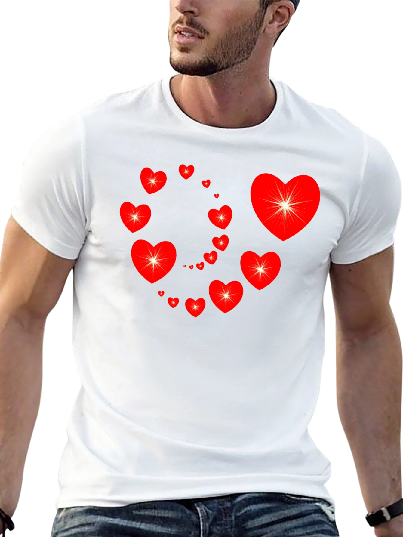 Heart Swirl Graphic Tee - Black Cotton Casual Shirt