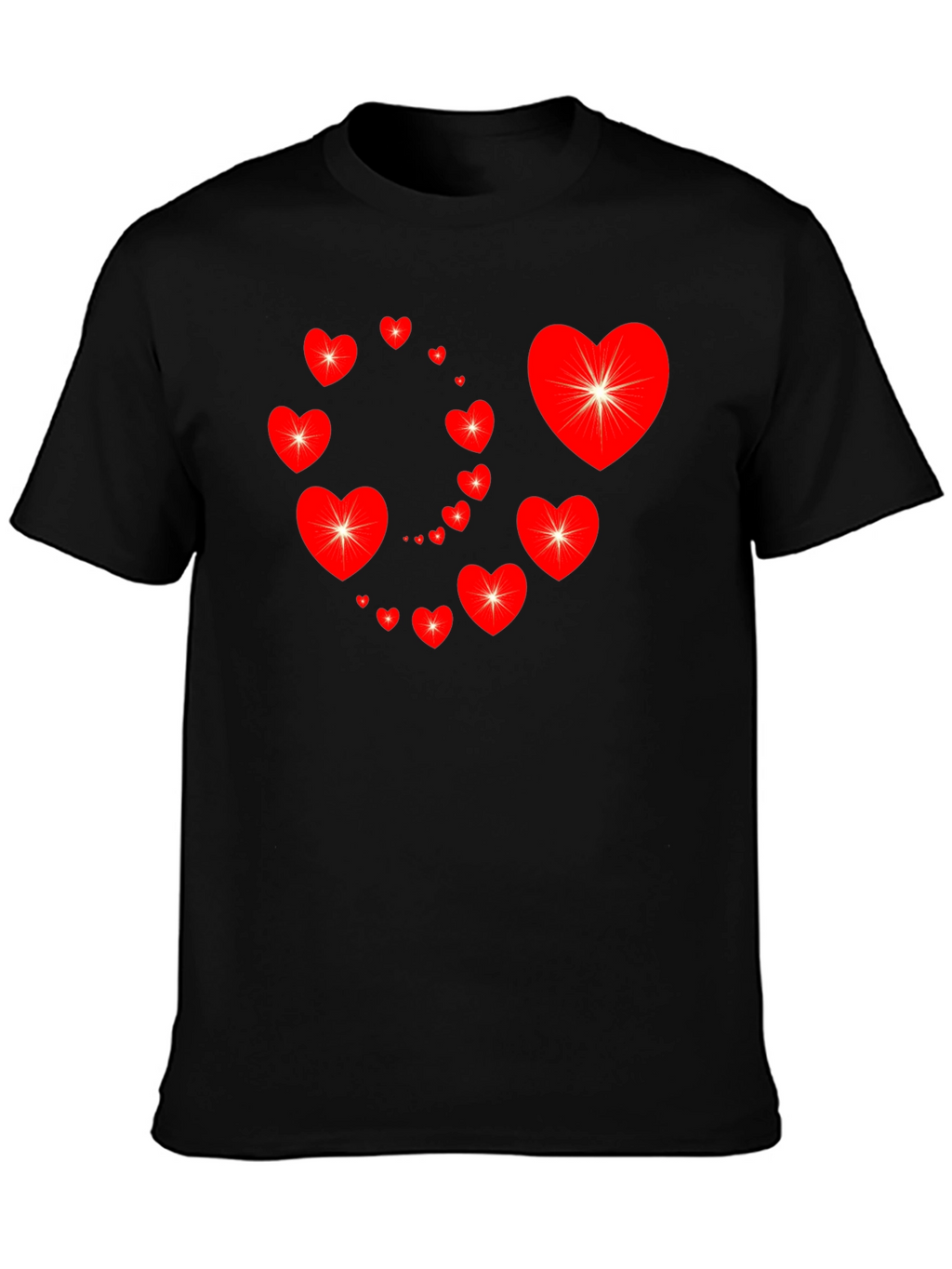 Heart Swirl Graphic Tee - Black Cotton Casual Shirt