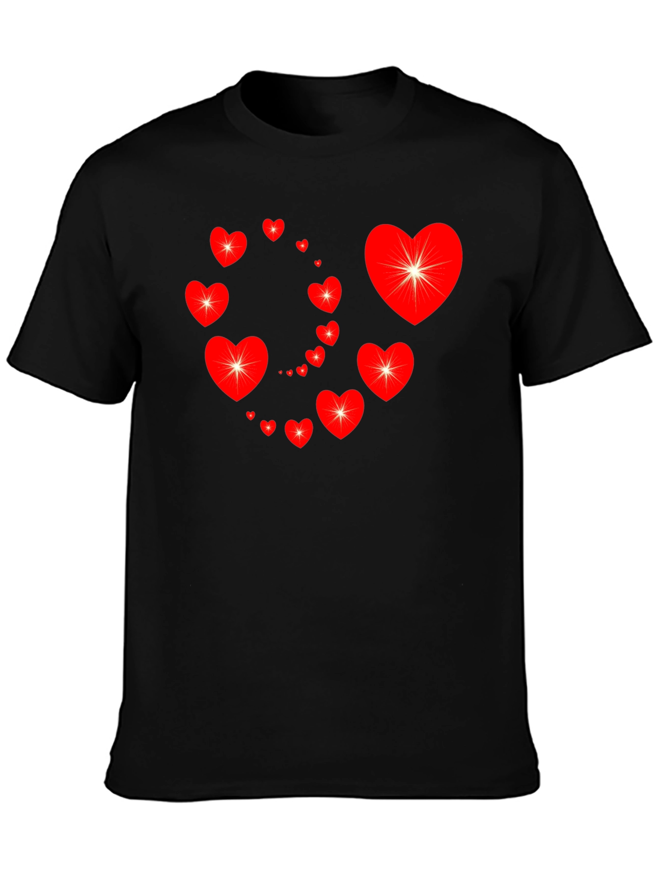Heart Swirl Graphic Tee - Black Cotton Casual Shirt