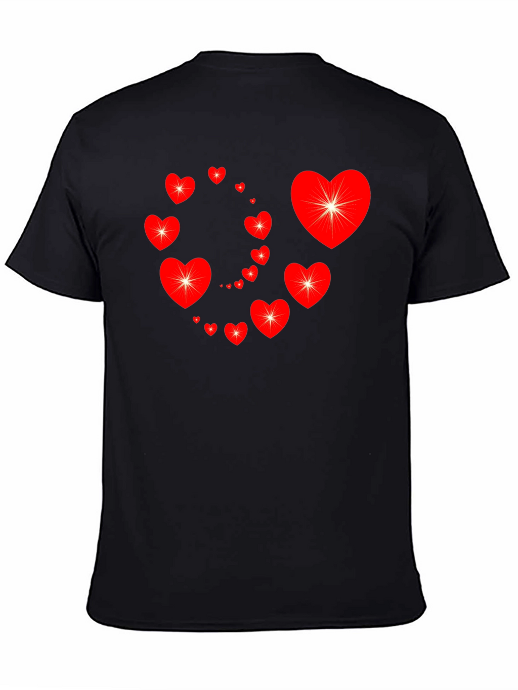 Heart Swirl Graphic Tee - Black Cotton Casual Shirt
