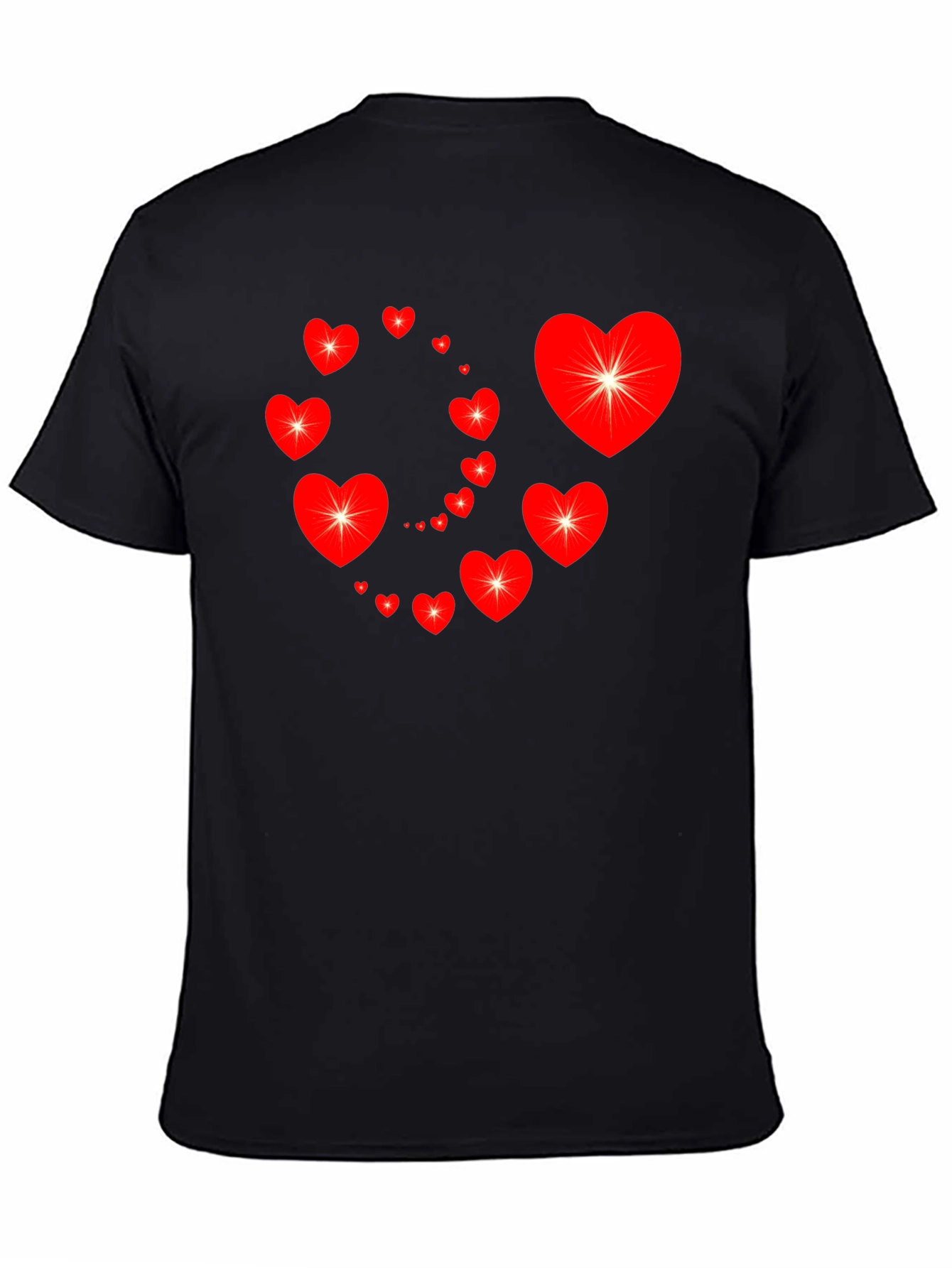 Heart Swirl Graphic Tee - Black Cotton Casual Shirt