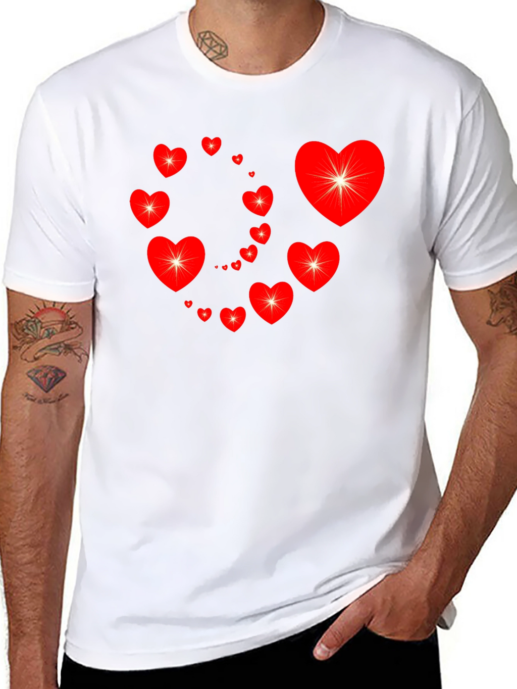 Heart Swirl Graphic Tee - Black Cotton Casual Shirt