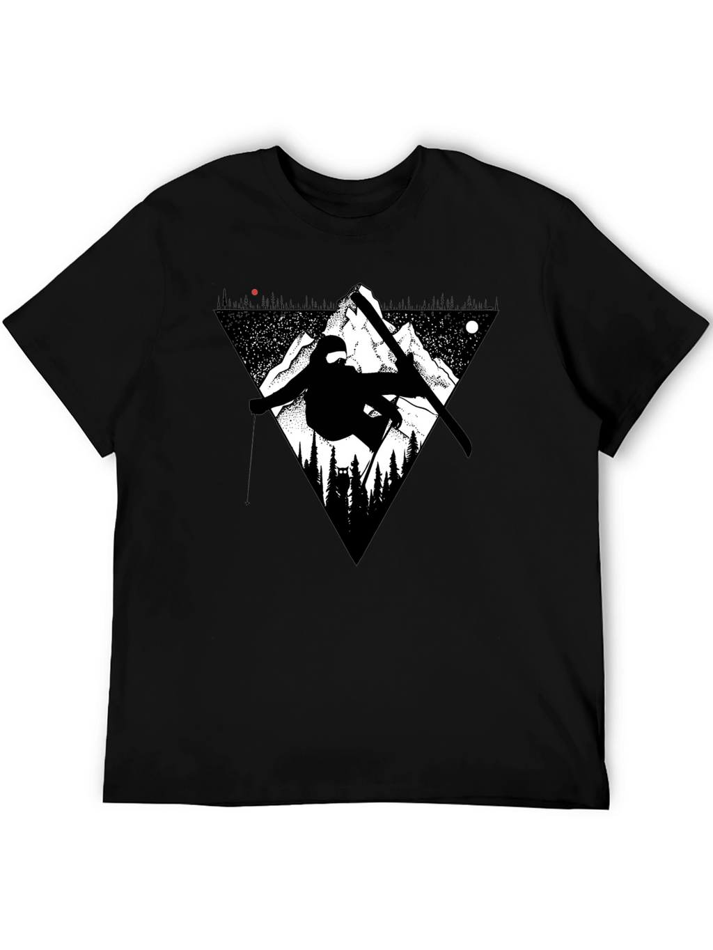Mountain Ski Graphic Tee - Black Casual T-Shirt