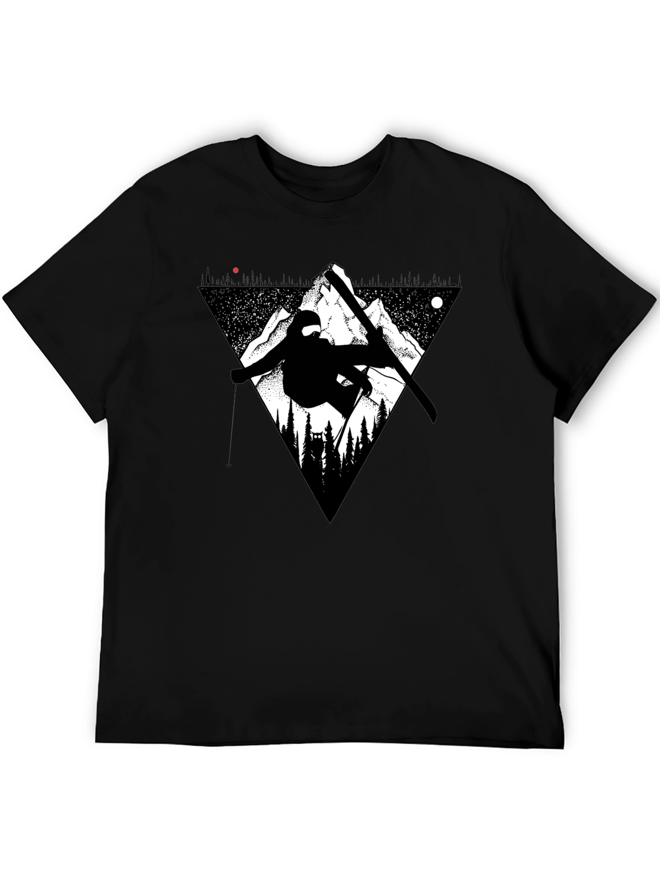 Mountain Ski Graphic Tee - Black Casual T-Shirt
