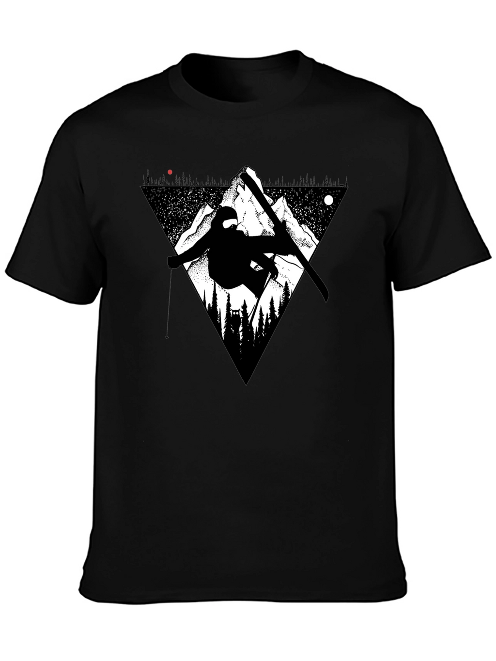Mountain Ski Graphic Tee - Black Casual T-Shirt