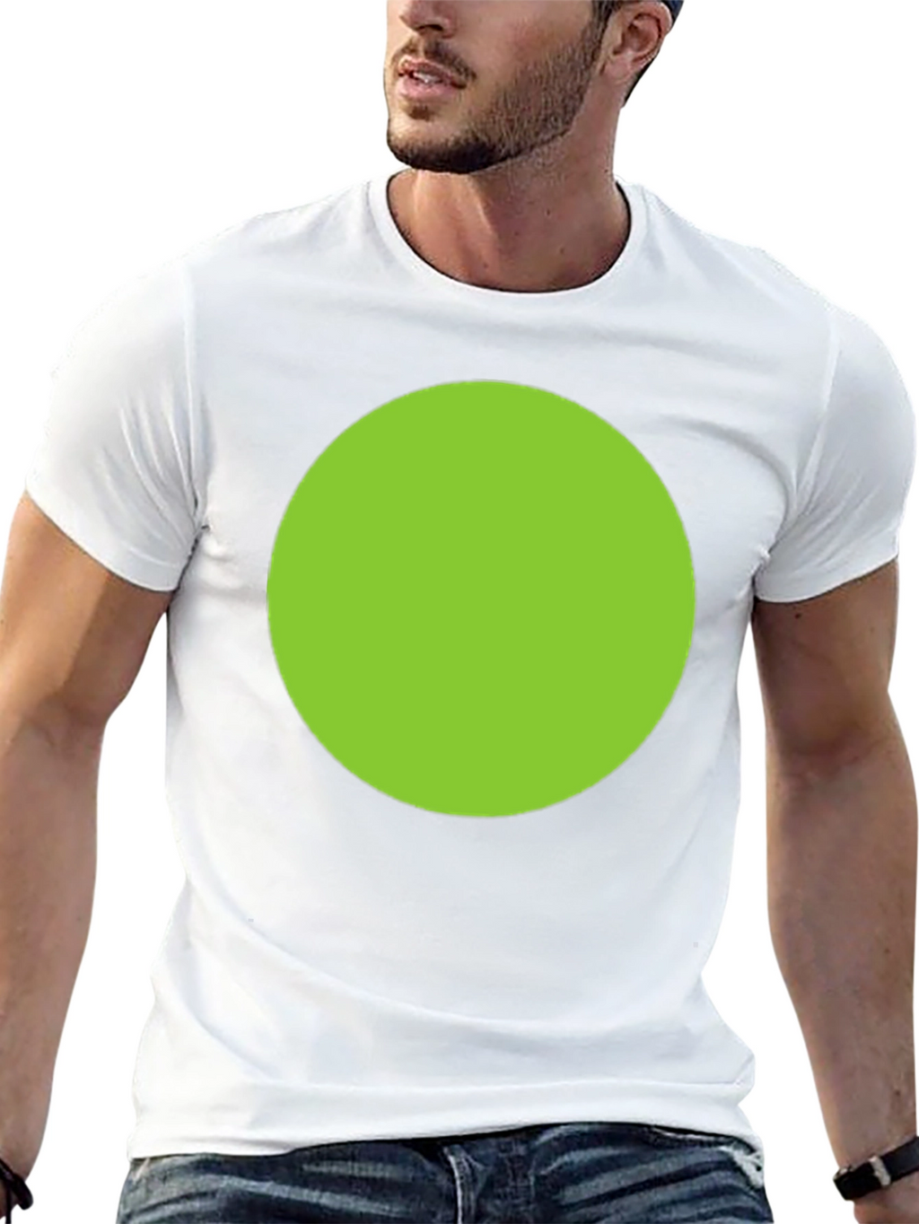 Mens Black T-Shirt with Green Circle Design