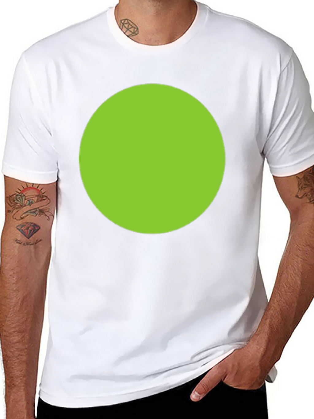 Mens Black T-Shirt with Green Circle Design