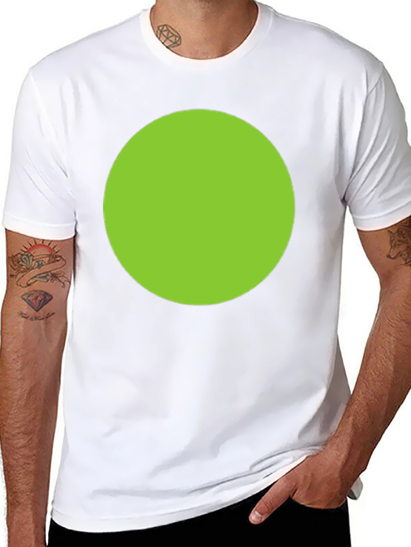 Mens Black T-Shirt with Green Circle Design