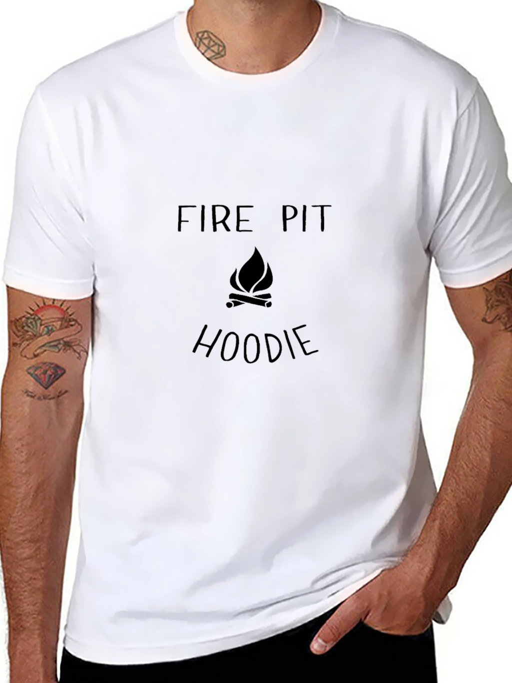 Fire Pit Hoodie Tee - Black Graphic T-Shirt