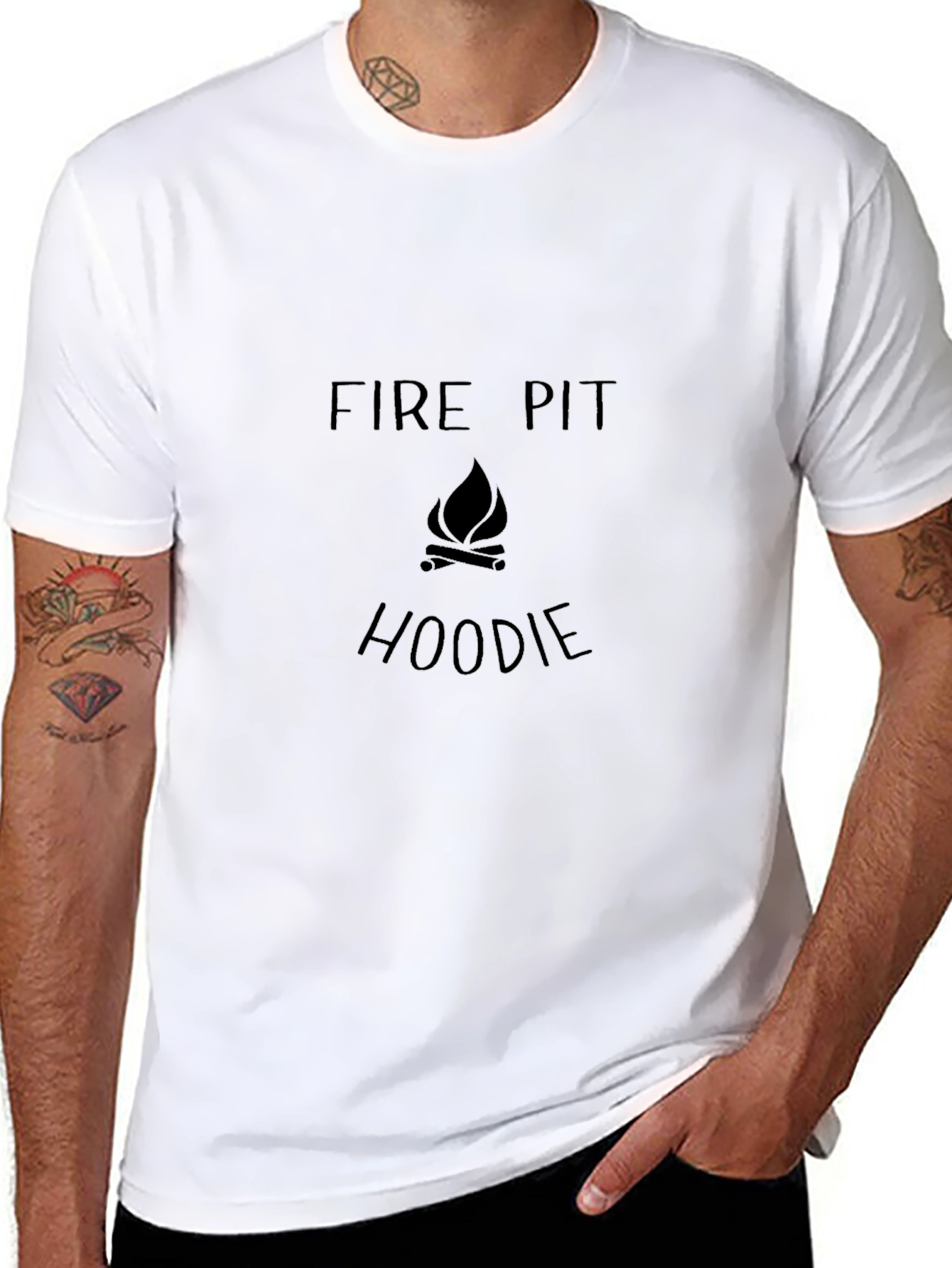 Fire Pit Hoodie Tee - Black Graphic T-Shirt