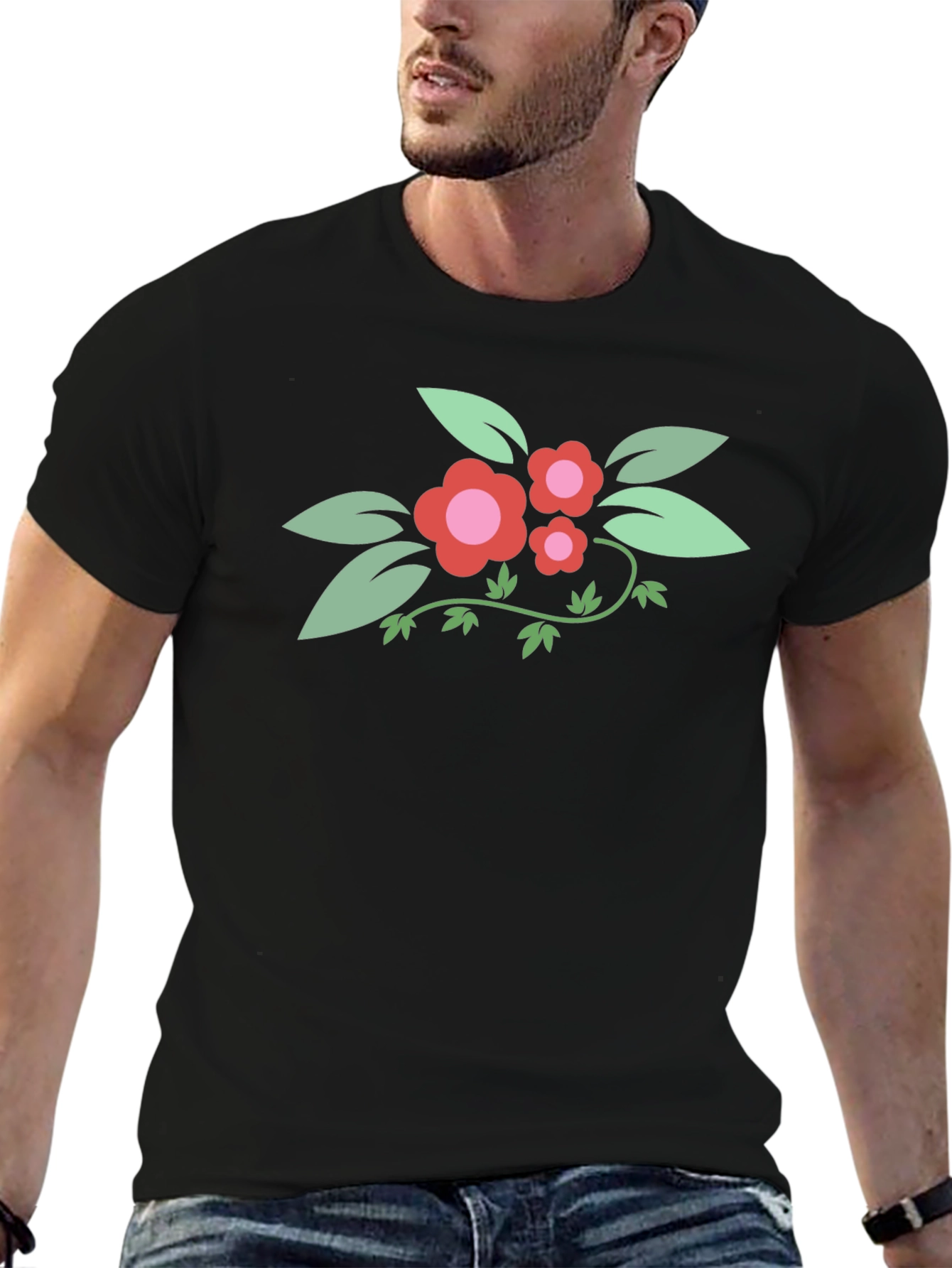 Floral Graphic Black T-Shirt - Stylish Casual Wear