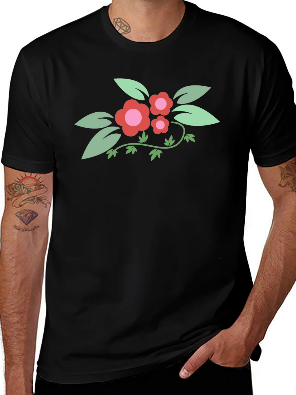 Floral Graphic Black T-Shirt - Stylish Casual Wear