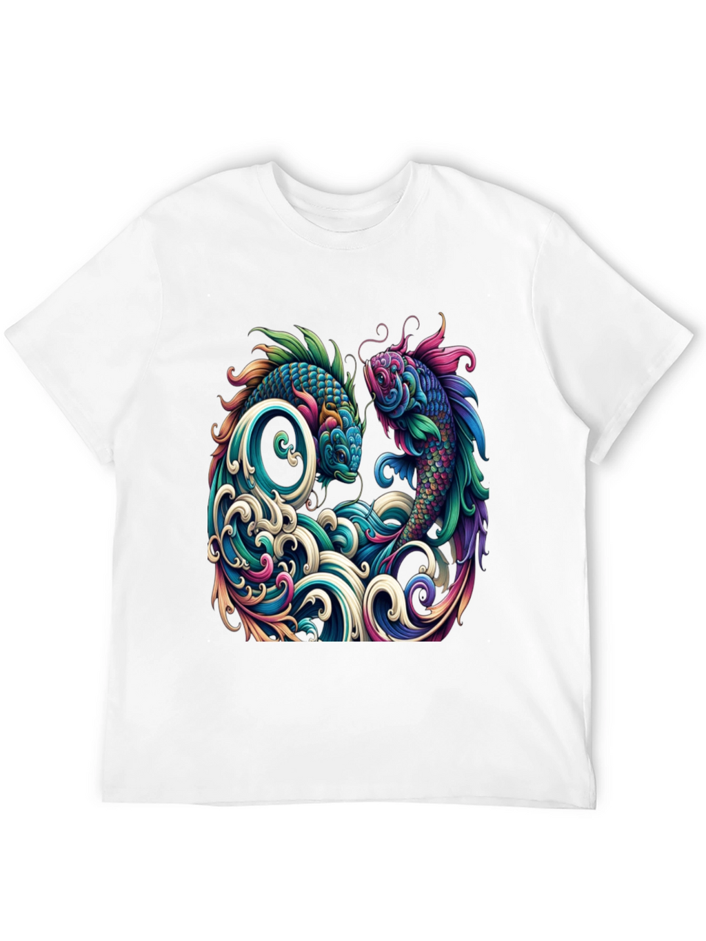 Koi Fish Graphic Tee - Artistic Black T-Shirt