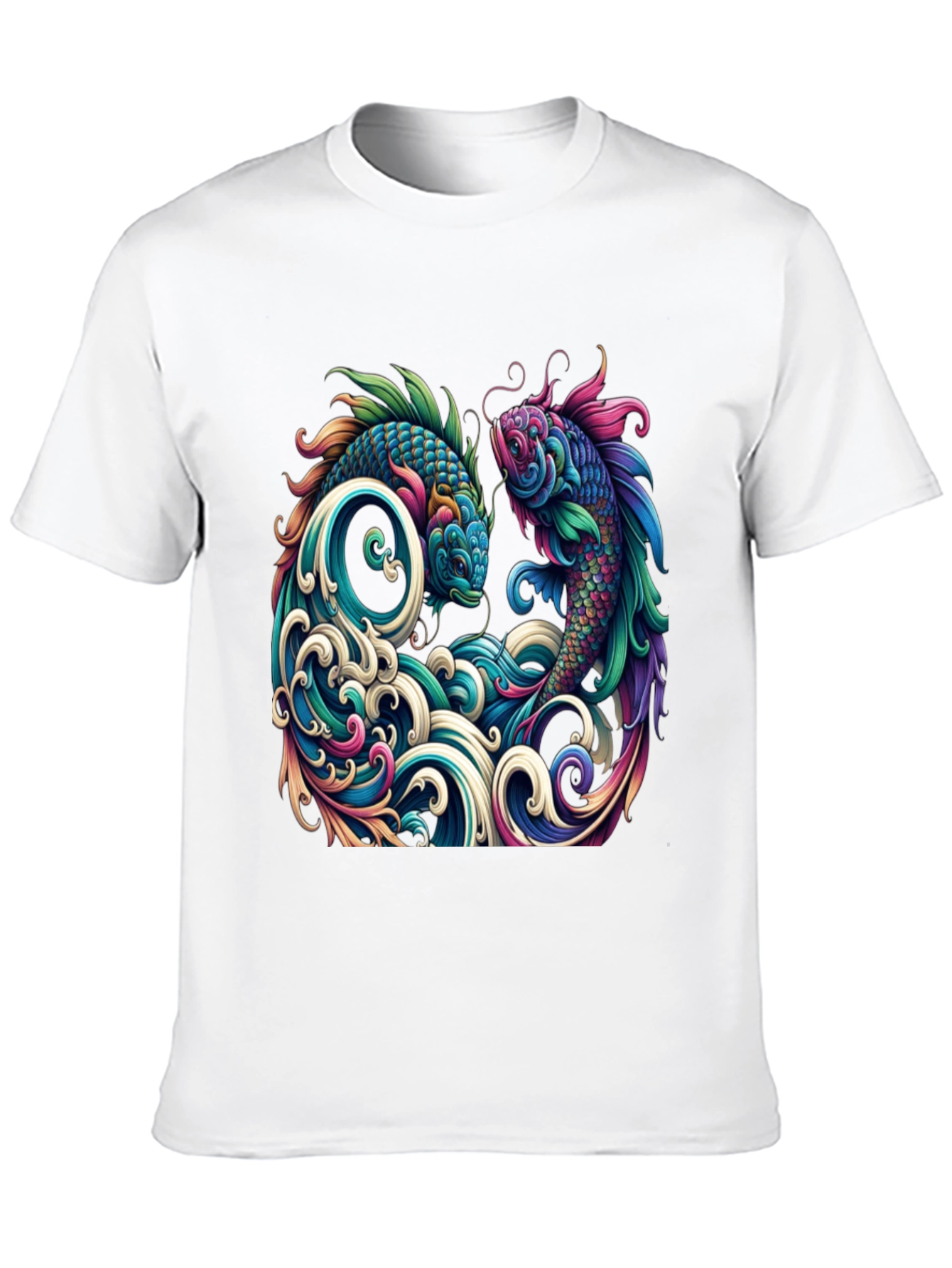 Koi Fish Graphic Tee - Artistic Black T-Shirt