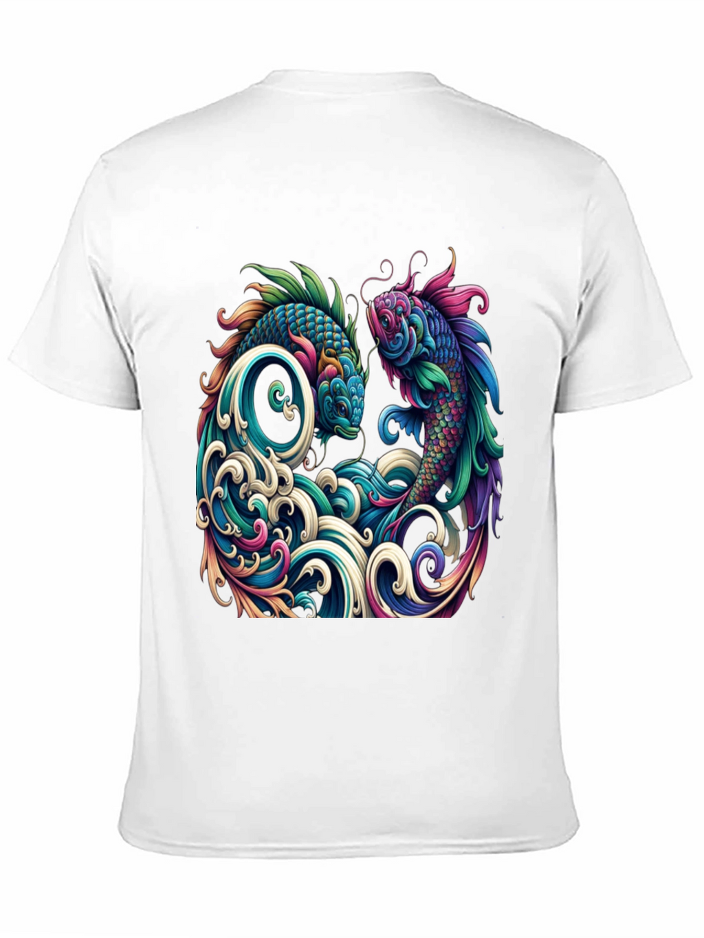 Koi Fish Graphic Tee - Artistic Black T-Shirt