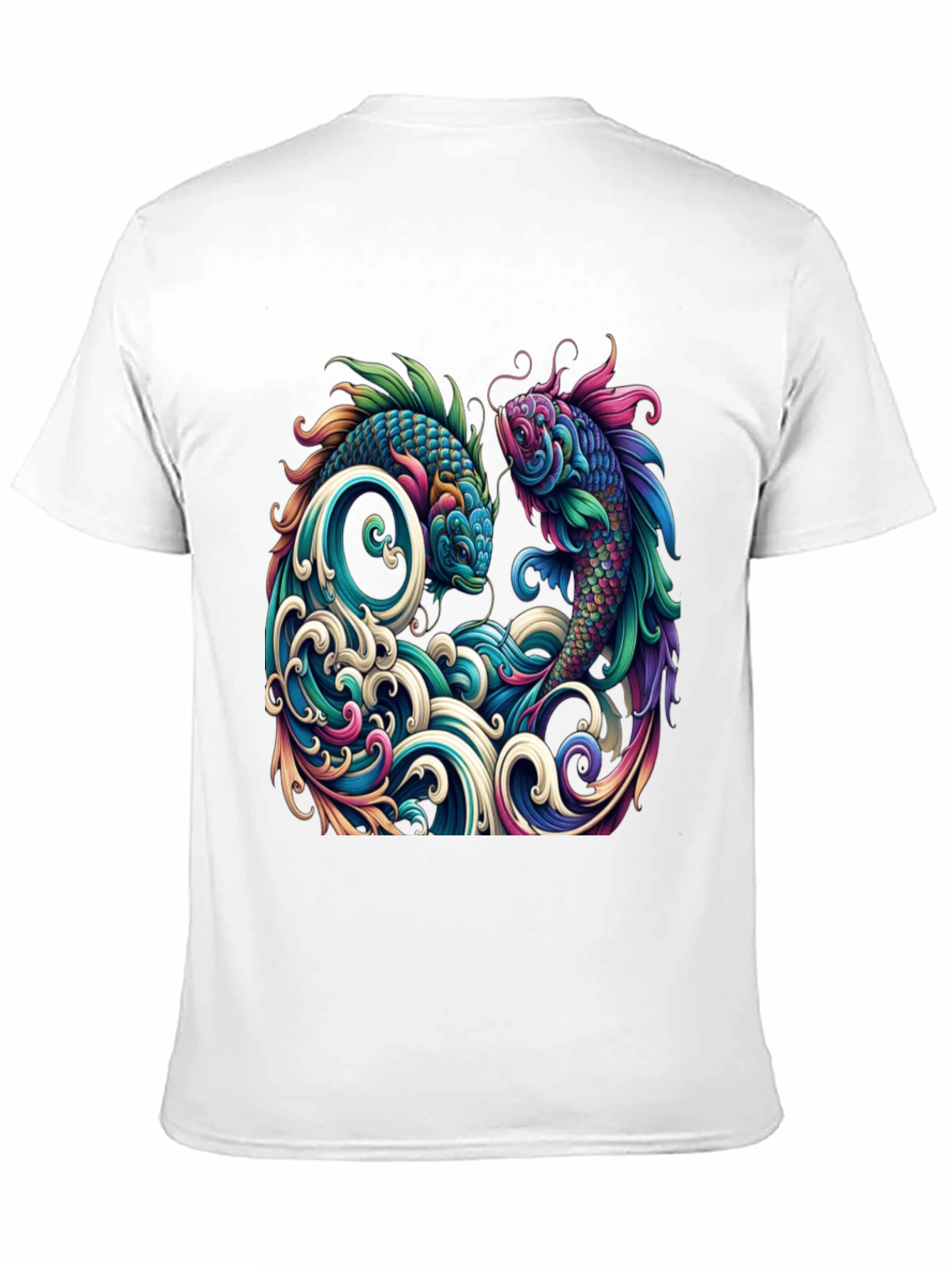 Koi Fish Graphic Tee - Artistic Black T-Shirt