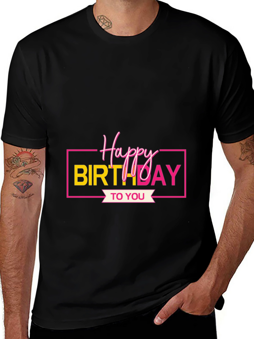 Happy Birthday Graphic Tee - Black